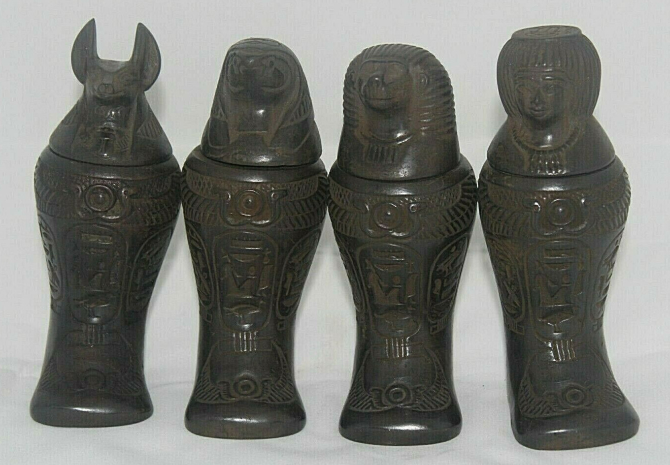 UNIQUE ANCIENT EGYPTIAN 4 CANOPIC Jars pharaonic Tomb Statues