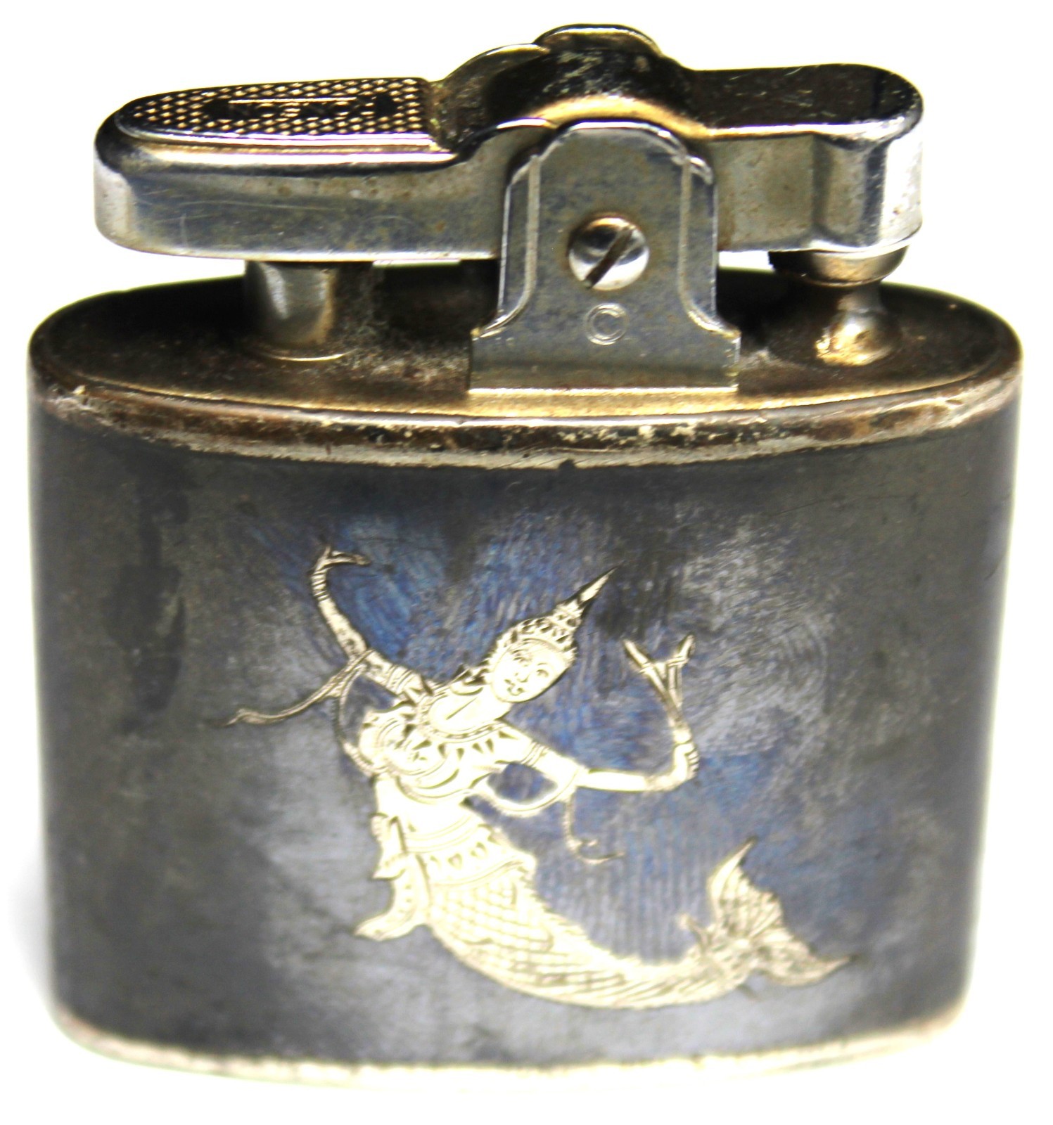 Ronson Standard Niello Siam Sterling Silver Lighter - Fired - Vintage