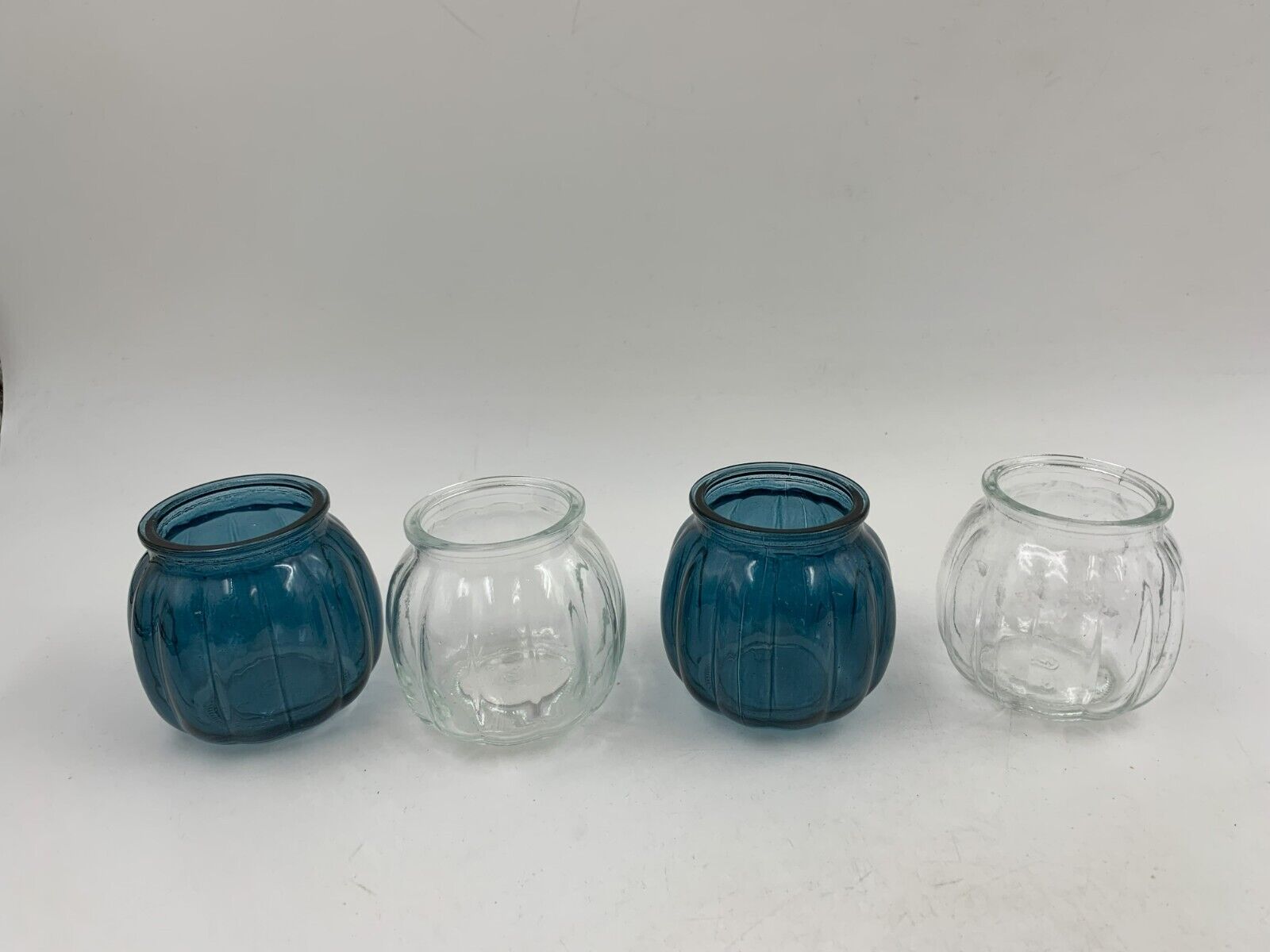 Ashland Glass 3in Country Blue & White Votive Candle Holder Set of 4 AA02B04021