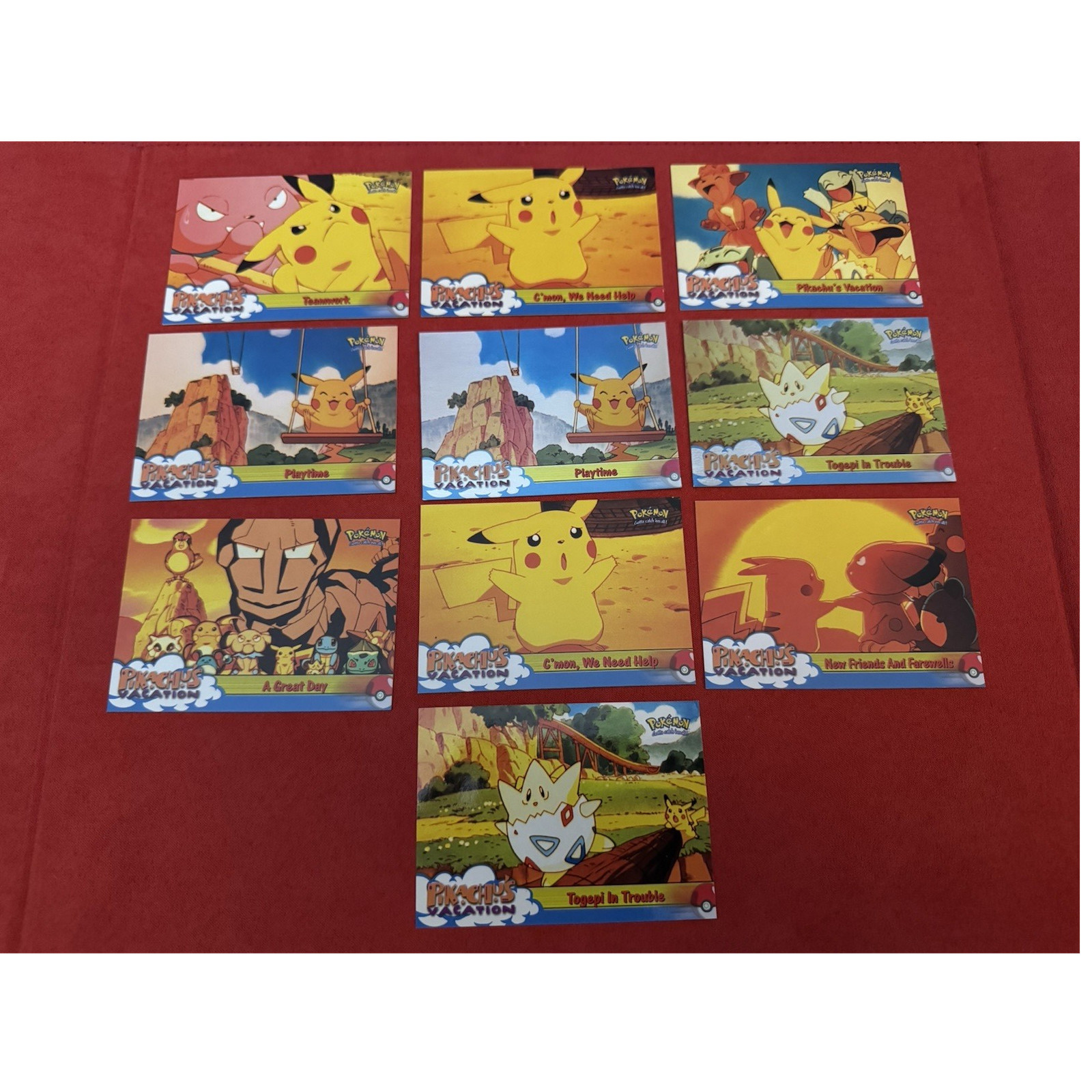 Pokémon Topps Pikachu\'s Vacation Trading Card Lot 10 Cards Pikachu Togepi