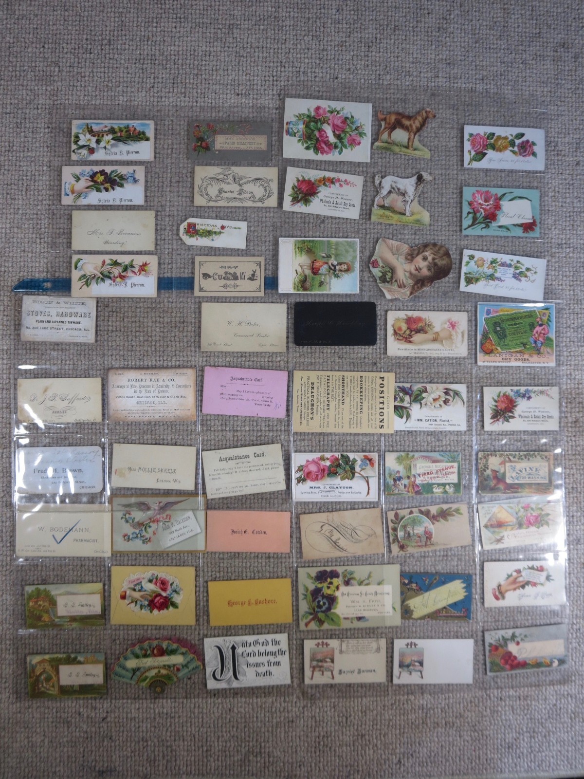 52 Antique Victorian Calling Business Card Lot Trade Cut Out Ephemera Christmas