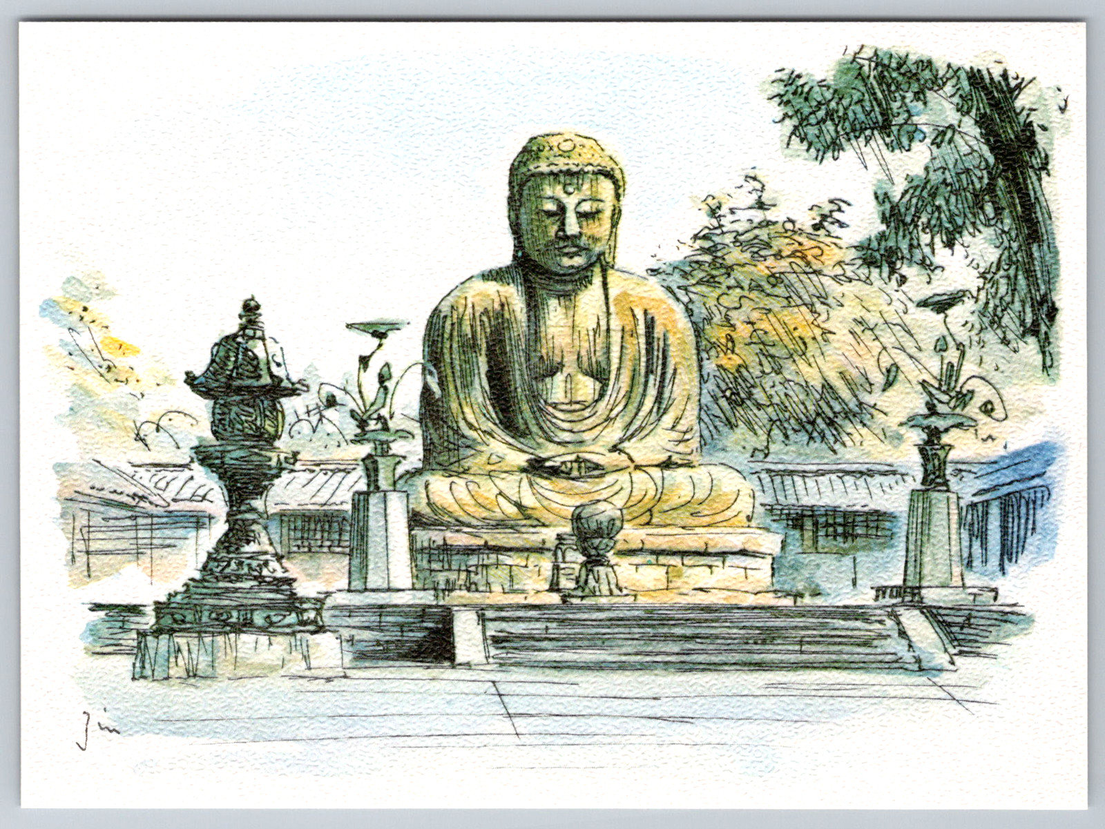 c1960s The Kamakura Great Buddha Art Japan Postcard