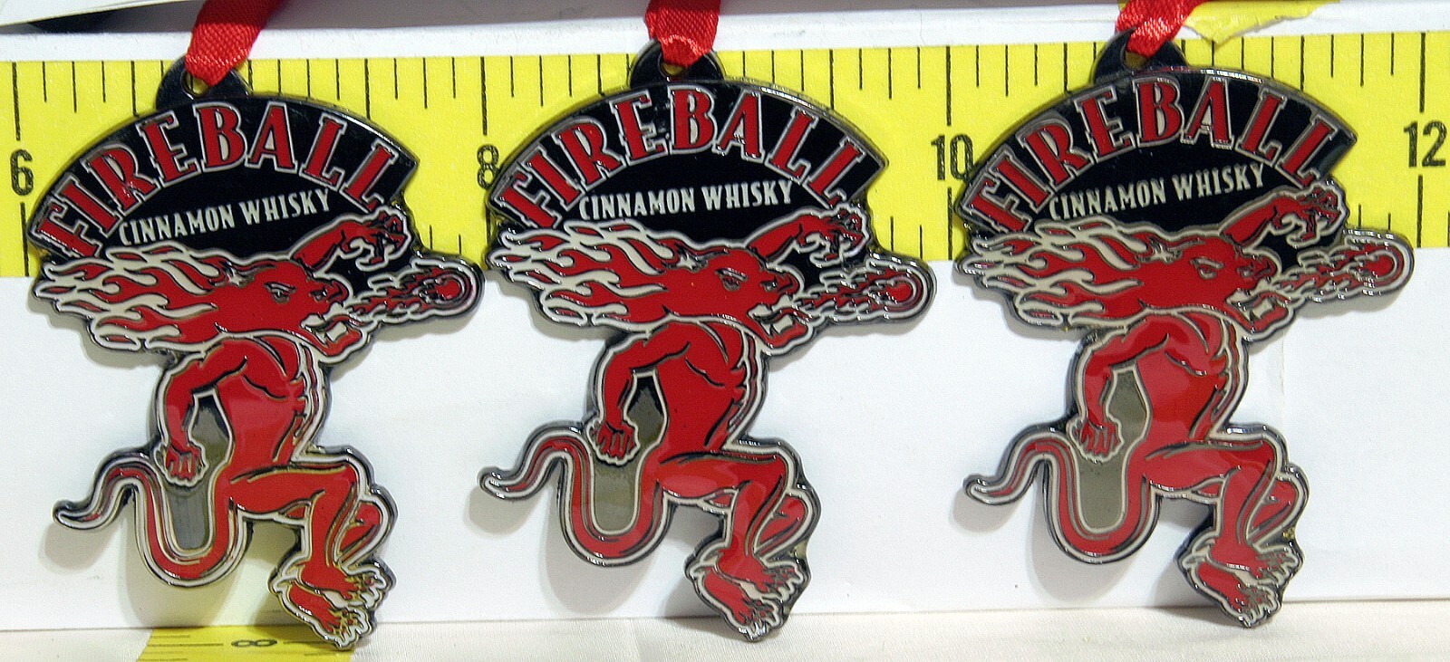 3X Fireball Cinnamon Whiskey Fire Dragon Dicast Enameled Ornament Old Version