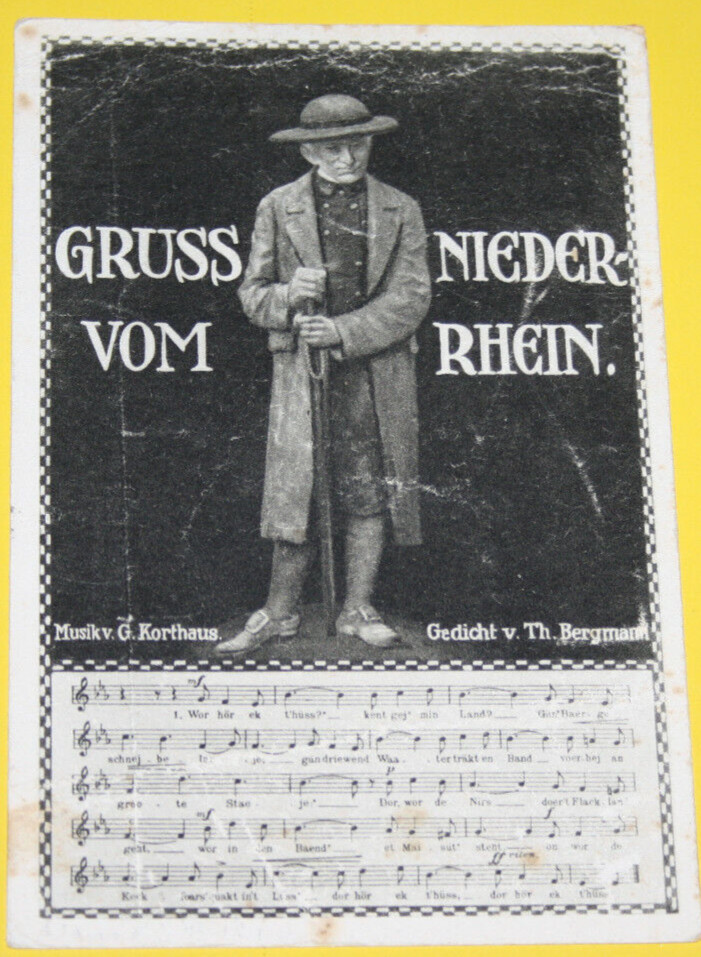PK, Postcard. Songs postcard greeting from the Lower Rhine back text 9.7.1932 (3824)