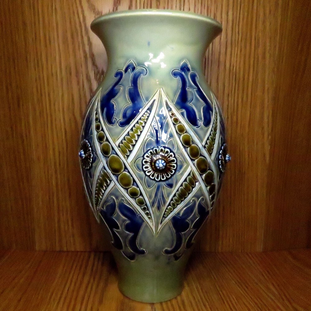 Antique 1884 Royal Doulton Lambeth STONEWARE VASE by FRANK BUTLER