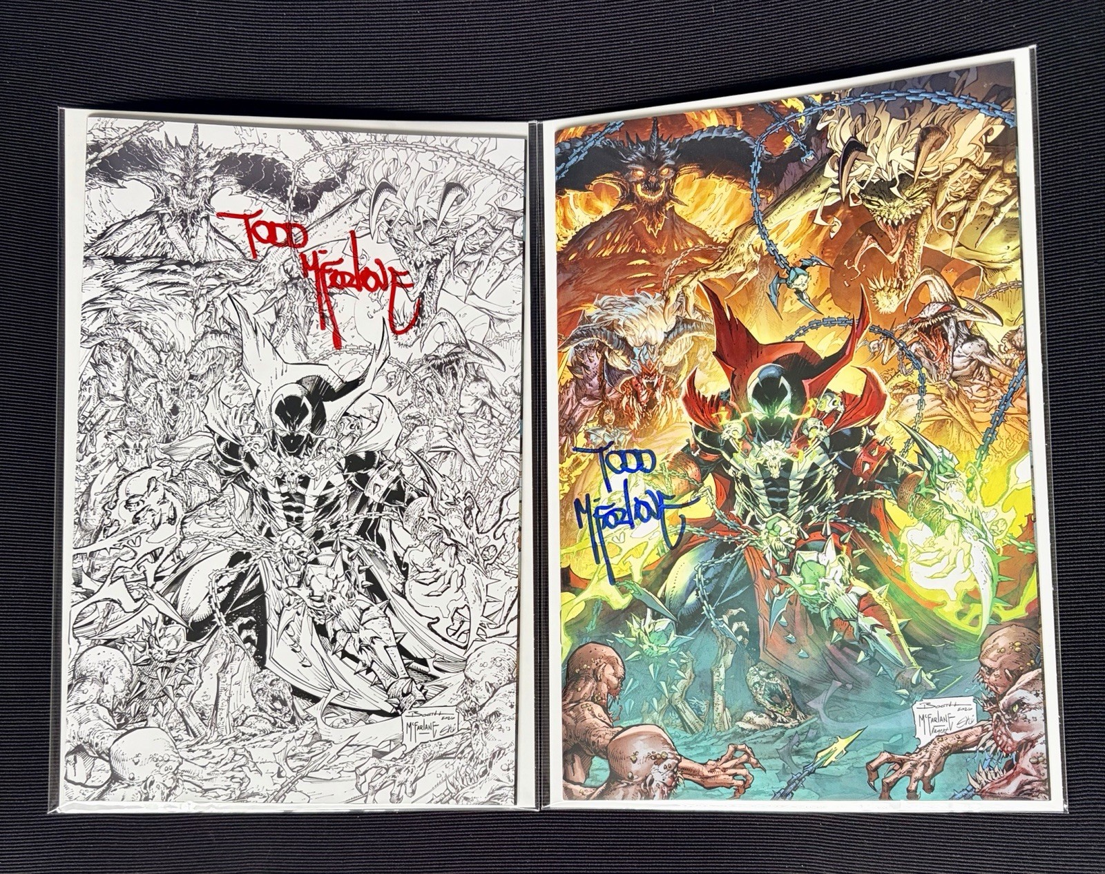 Spawn 377 NYCC Exclusive Todd McFarlane Variant Color And B&W Set Signed LMT 850