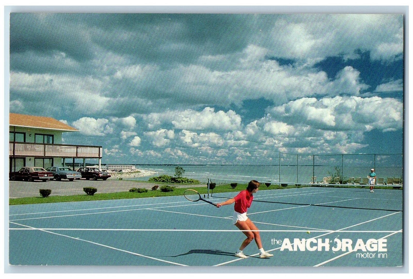 c1950 Anchorage Motor Inn & Restaurant Play Tennis Court Ogunquit Maine Postcard