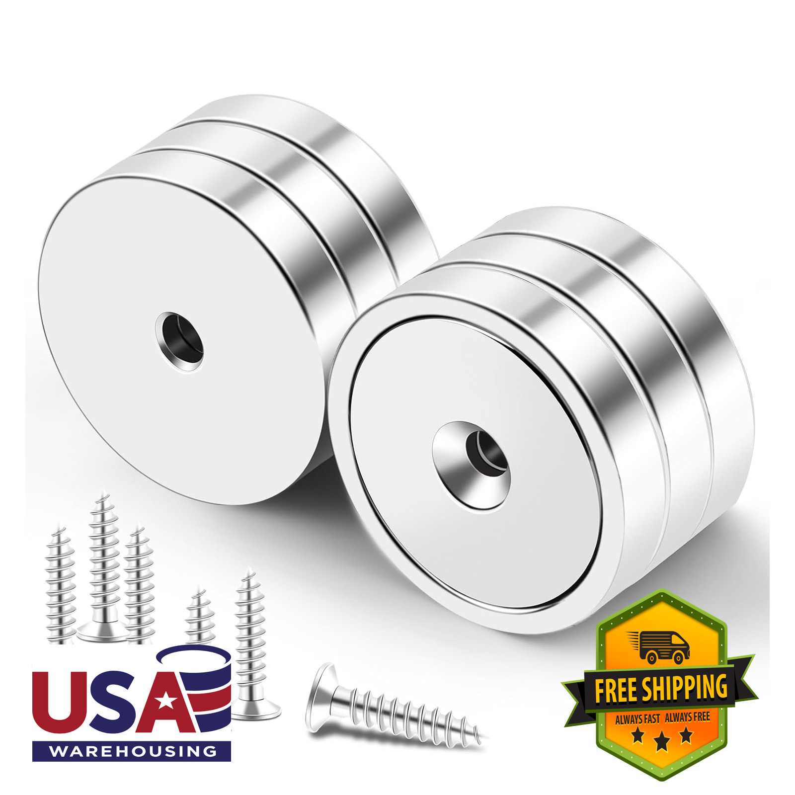 Neodymium Cup Magnet Heavy Duty 150 LBS Holding Power 6 Pack Steel Shell Strong