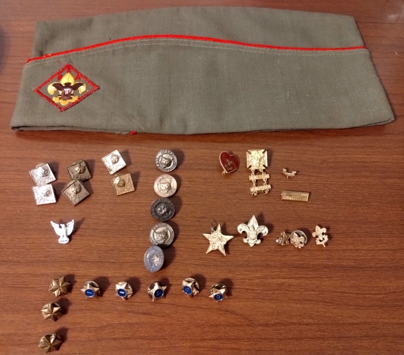 Vintage Cub/Boy Scouts 30 Pc Lot-Sterling Eagle, Pins, Badges, Insignia and Hat