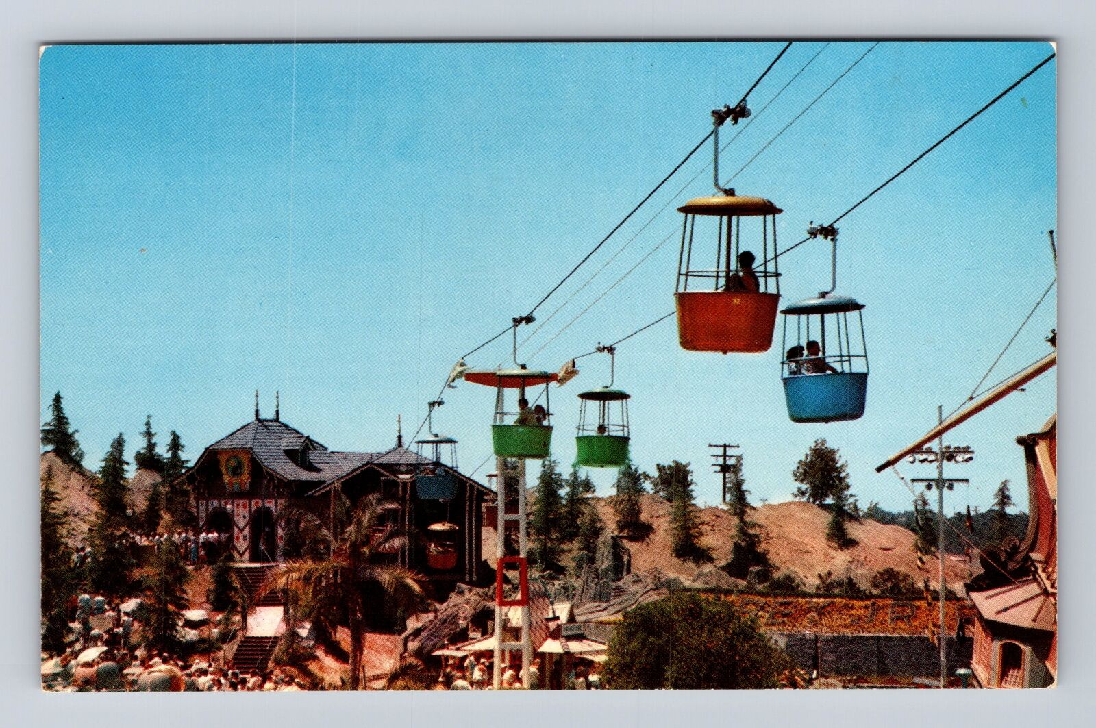 Anaheim CA-California, Skyway Ride, Disneyland Vintage Souvenir History Postcard