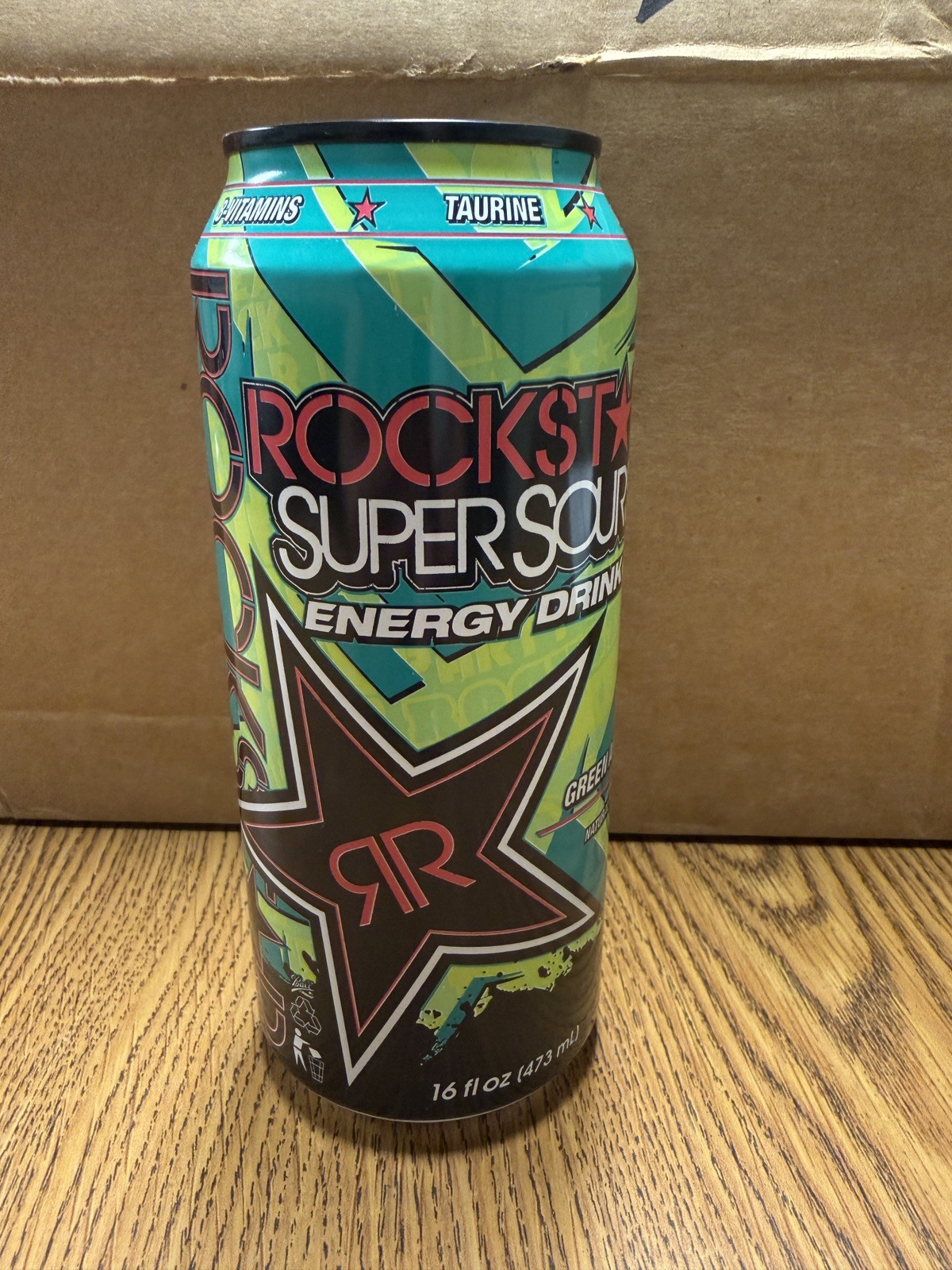 RARE 2016 Rockstar Energy Drink SUPERSOURS GREEN APPLE (1X) FULL 16oz Can