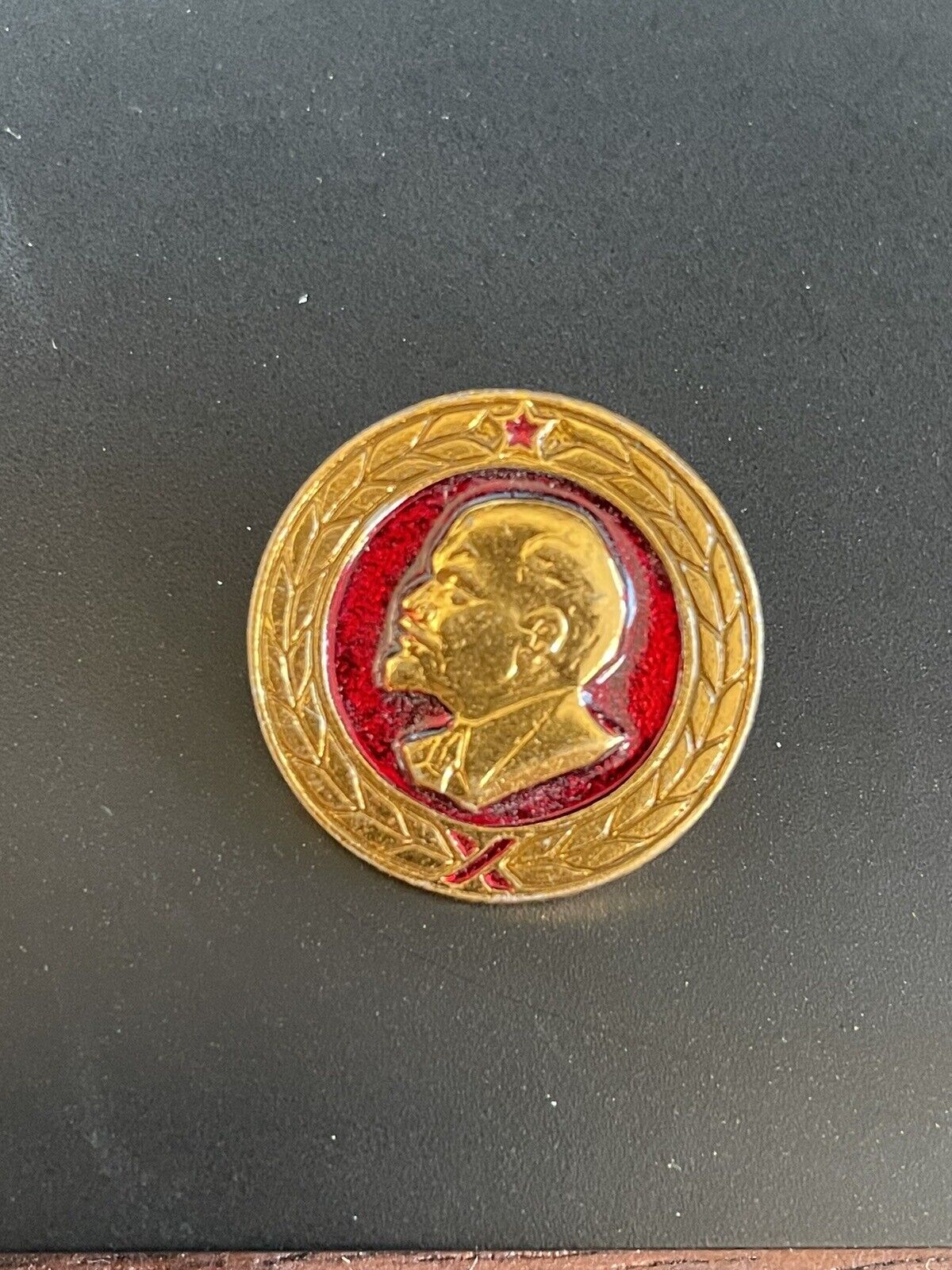 Soviet Vladimir Lenin USSR Gold Plated Red Vintage Communist Znachok Badge Pin