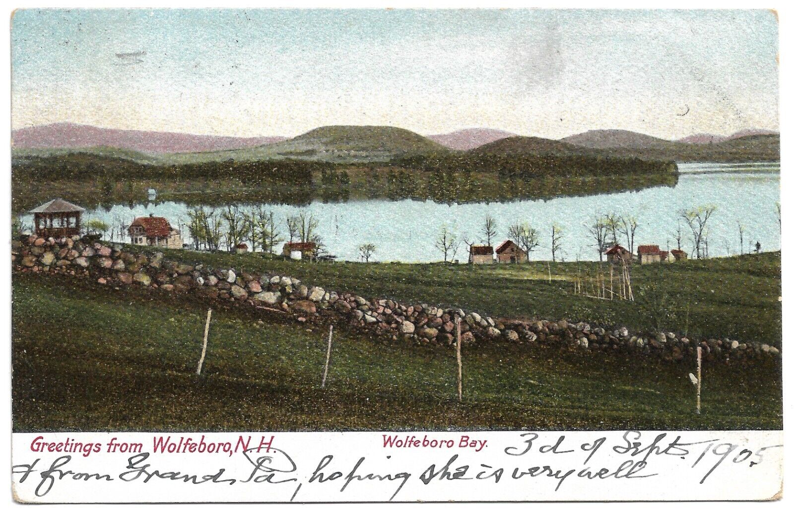 Wolfeboro Bay New Hampshire NH Greetings From Wolfboro 1905 Vintage Postcard