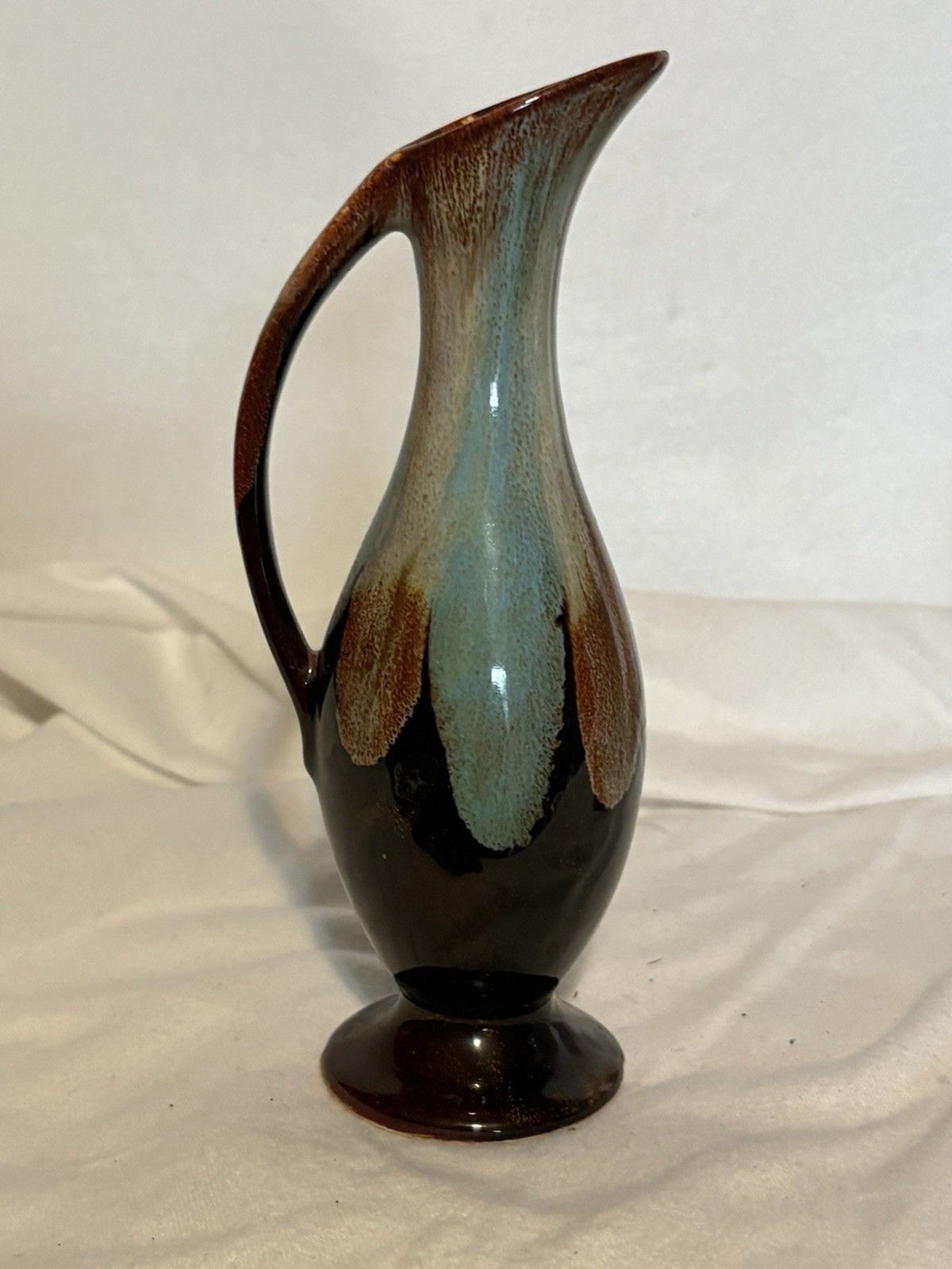 Signed Dryden Arkansas Frontier Pottery Brown Green Drip Glaze 7.5\ Signed Dryden Arkansas Frontier Pottery Brown Green Drip Glaze 7.5\