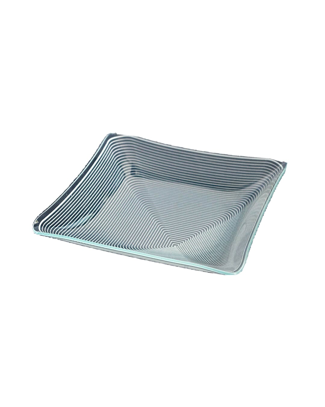 Lausitzer Glas Kristall op art bent square dish German 1960s Mid Century visual