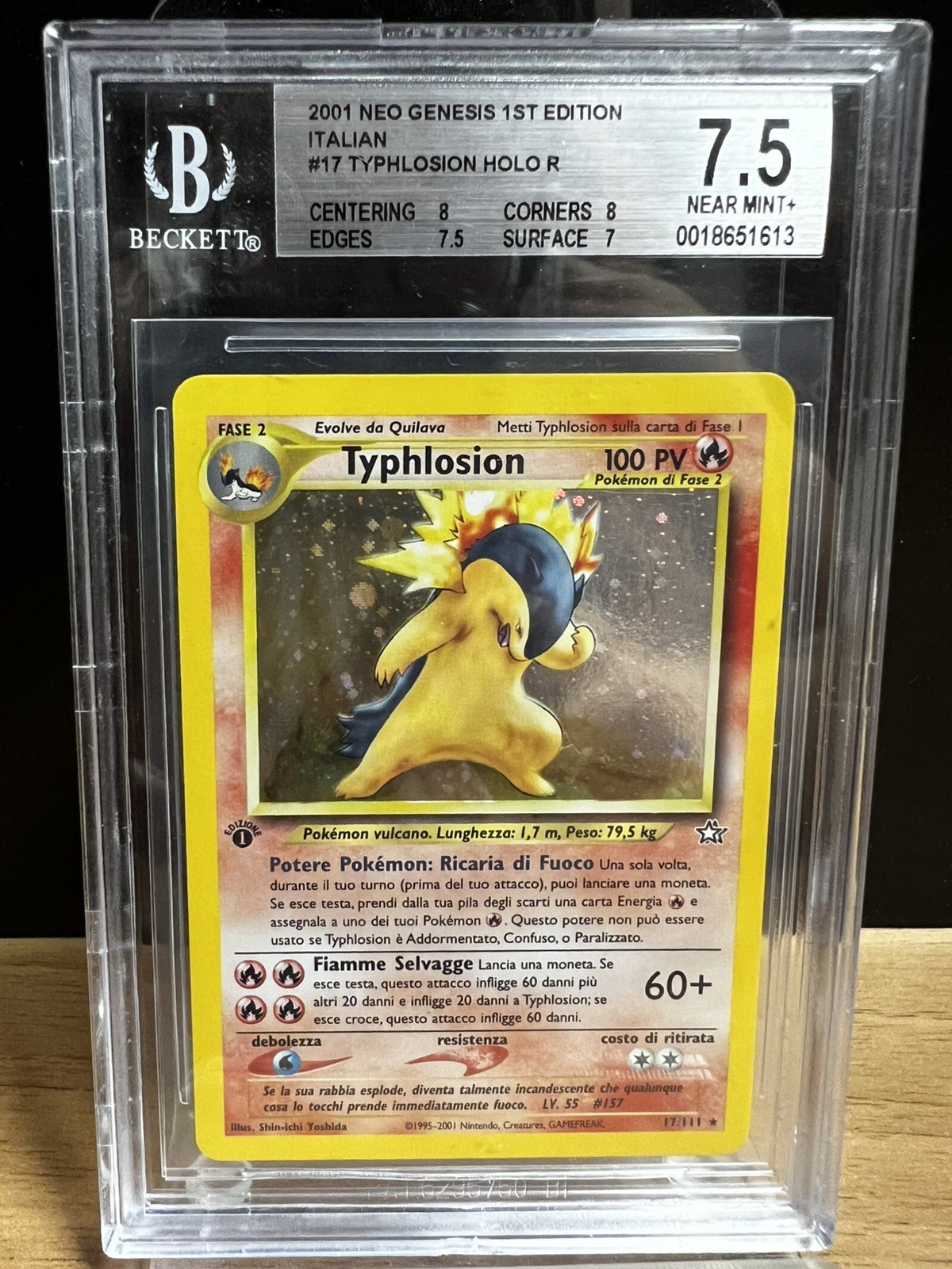 Pokemon Typhlosion 17/111 Neo Genesis ITA 1st Edition BGS 7.5 Holo