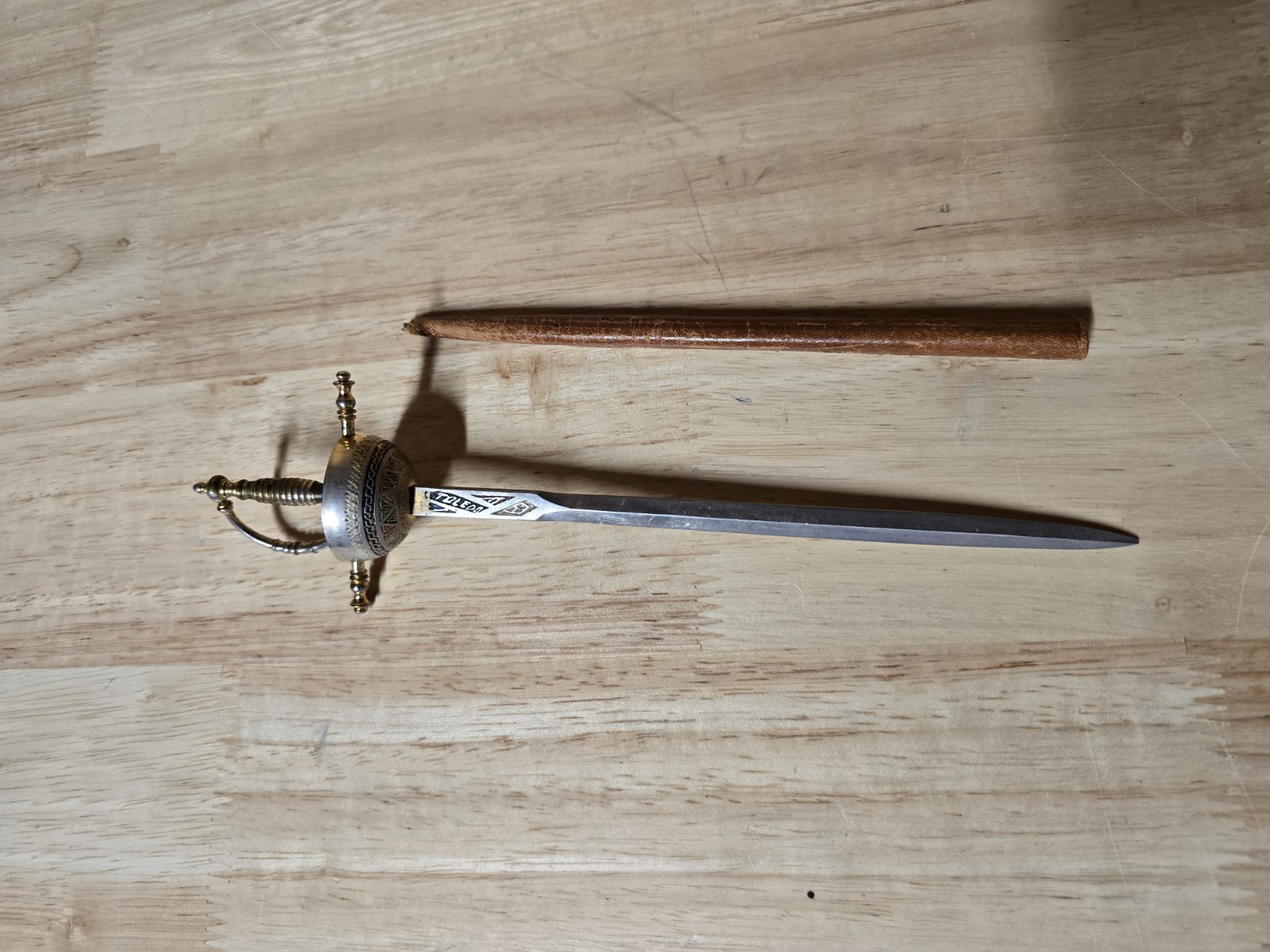 Vintage Spanish Sword Letter Opener Toledo With Sheath