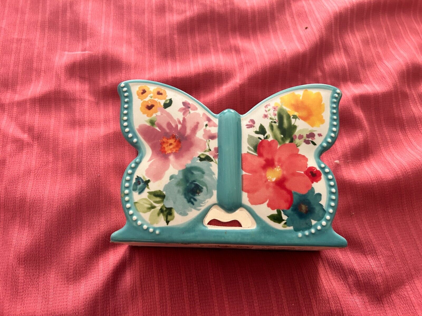 The Pioneer Woman Butterfly Floral Stoneware Napkin Holder Breezey Blossom