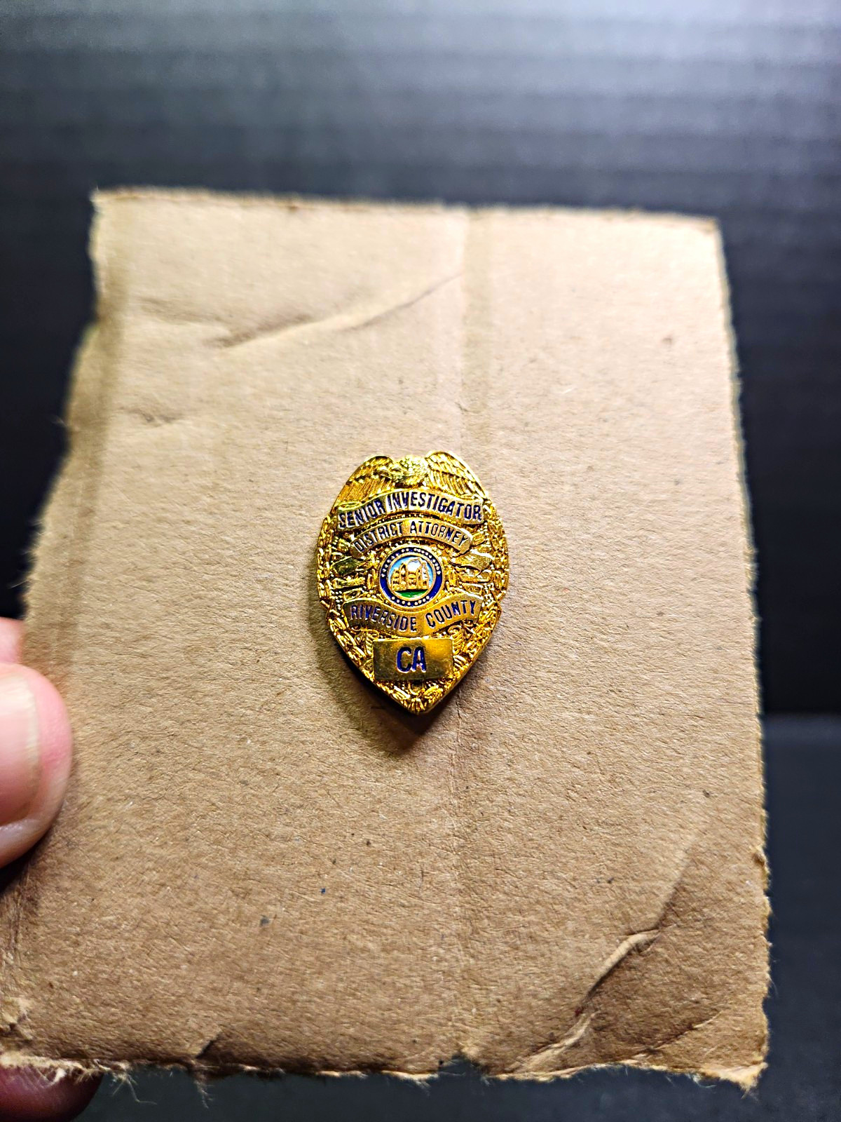 Riverside County CA District Attorney Senior Investigator Police Gold Tone Pin