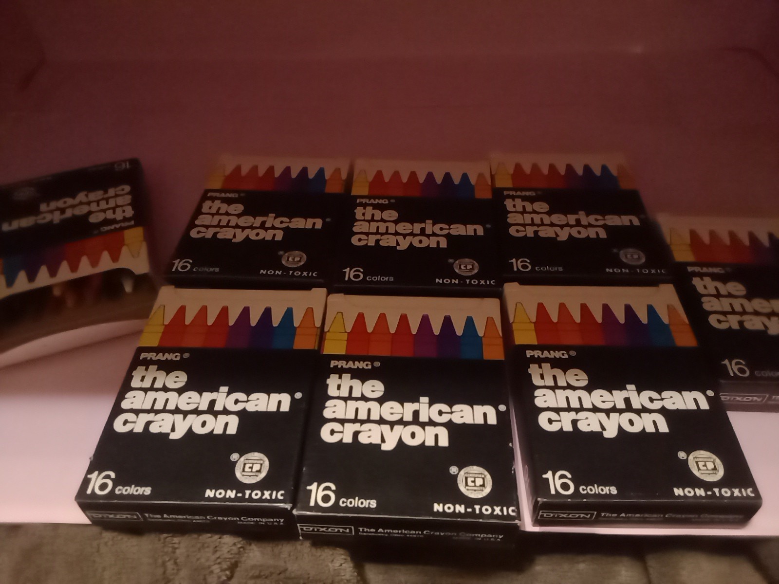 Vintage Prang The American Crayon 16 Count LOT OF 8 Boxes Unused NOS USA