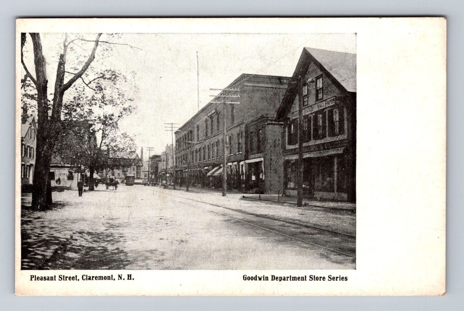 Claremont NH-New Hampshire, Pleasant Street, Advertising, Vintage Postcard