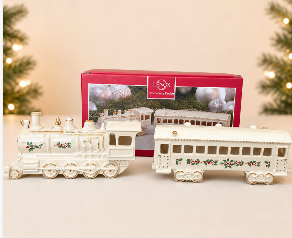 Lenox Christmas Village Train & Passenger Car Porcelain 7
