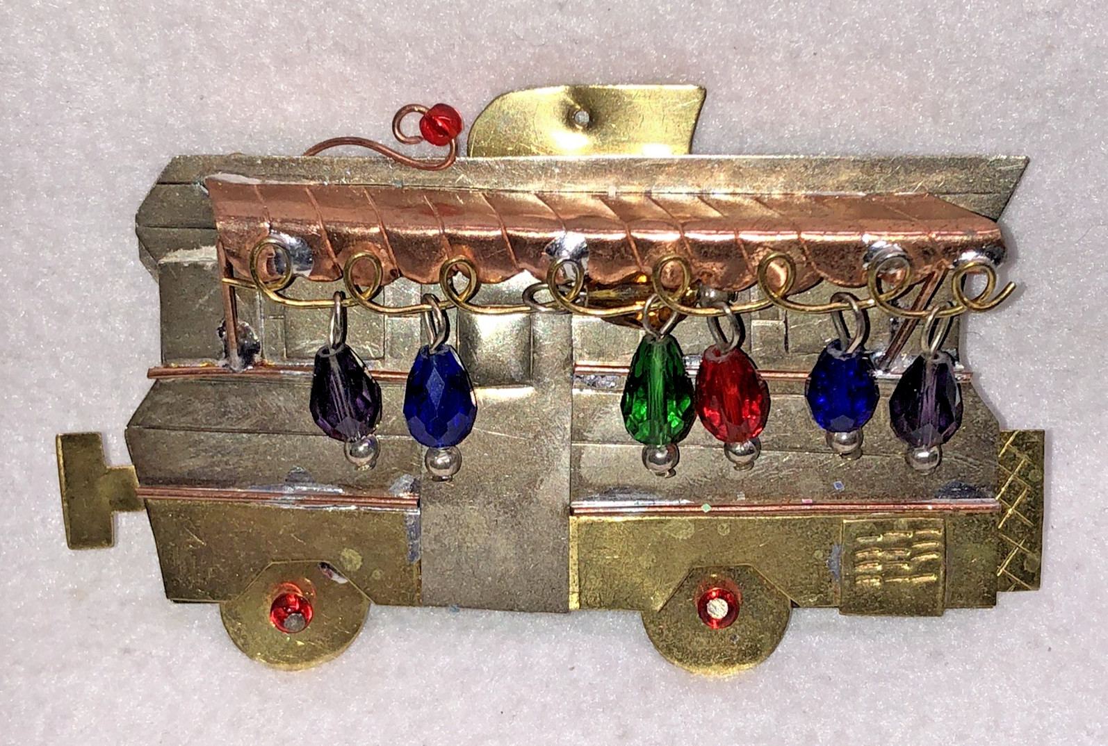 Pilgrim Imports Camper Trailer Ornament Mixed Metal Copper Brass Beads Fair Trde