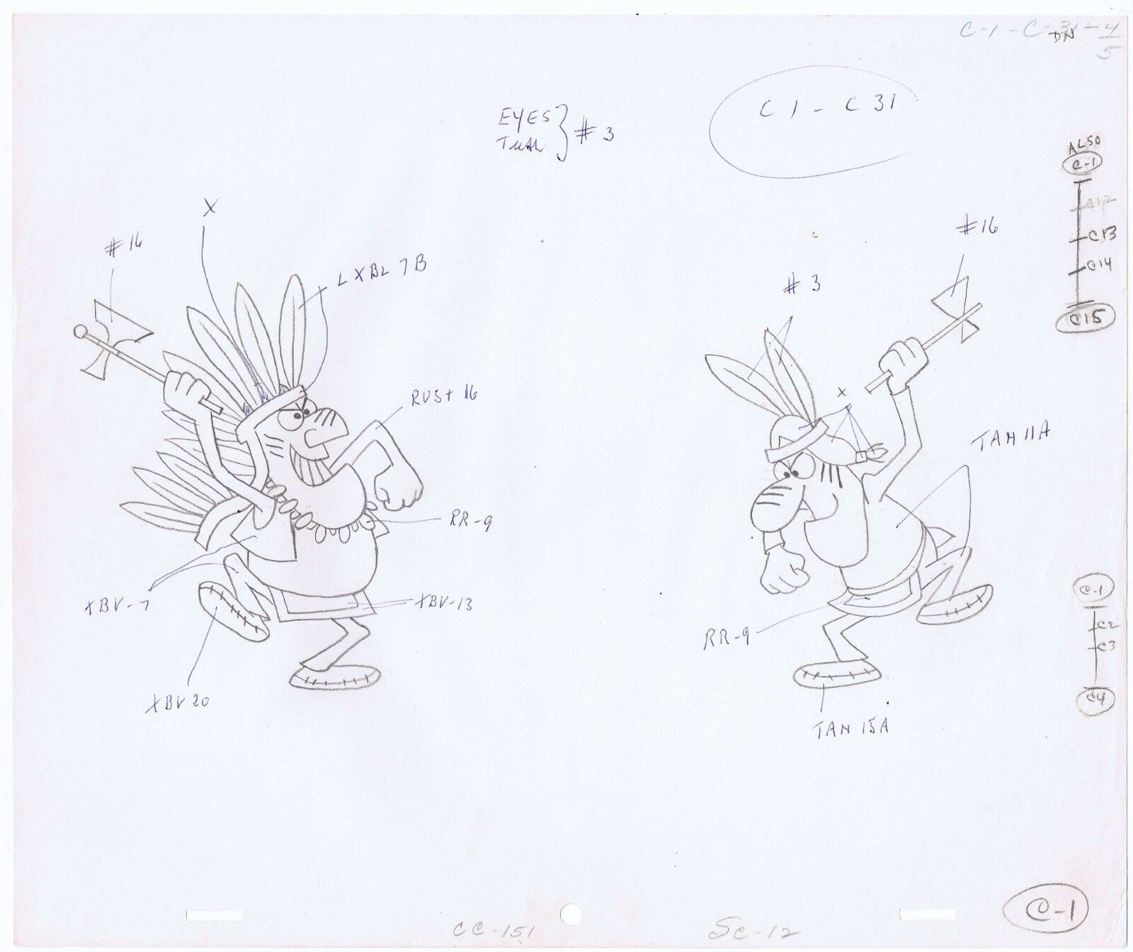 Cap'n Crunch Commercial Native Americans Pencil Concept Cel Art Guide CC-151