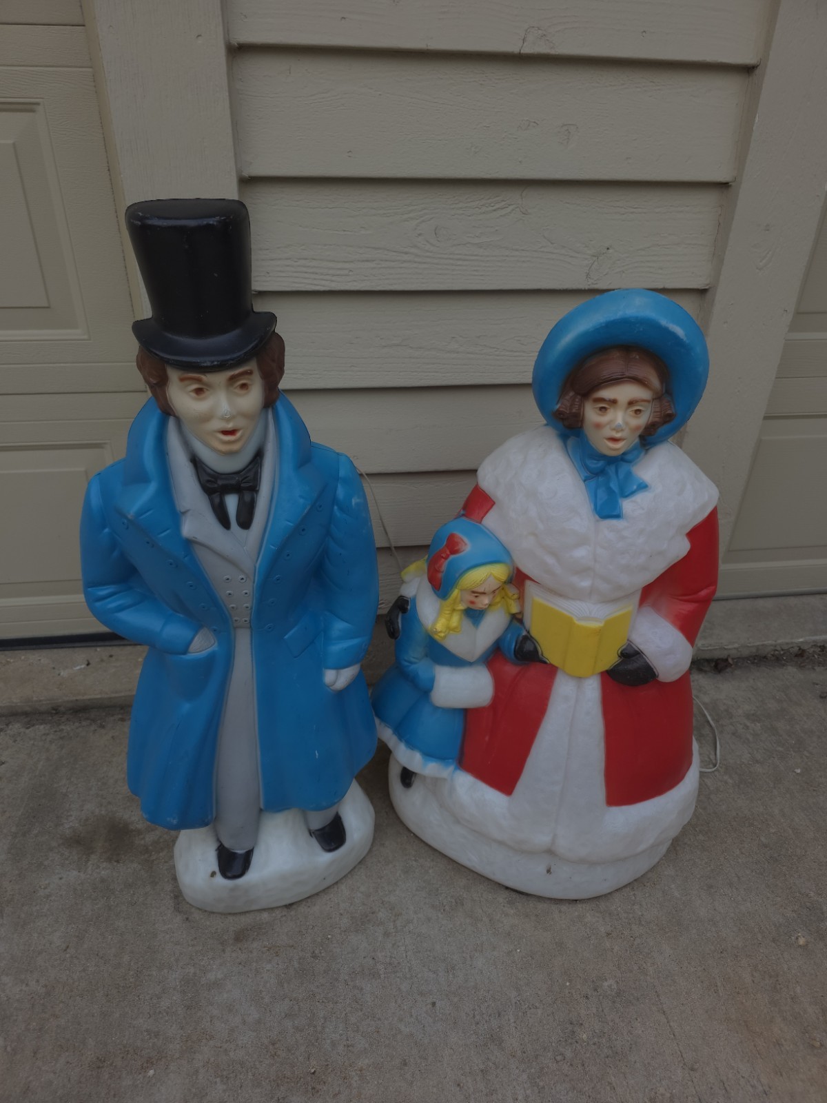 Vintage Empire Dickens Couple Christmas Carolers Blow Mold Set