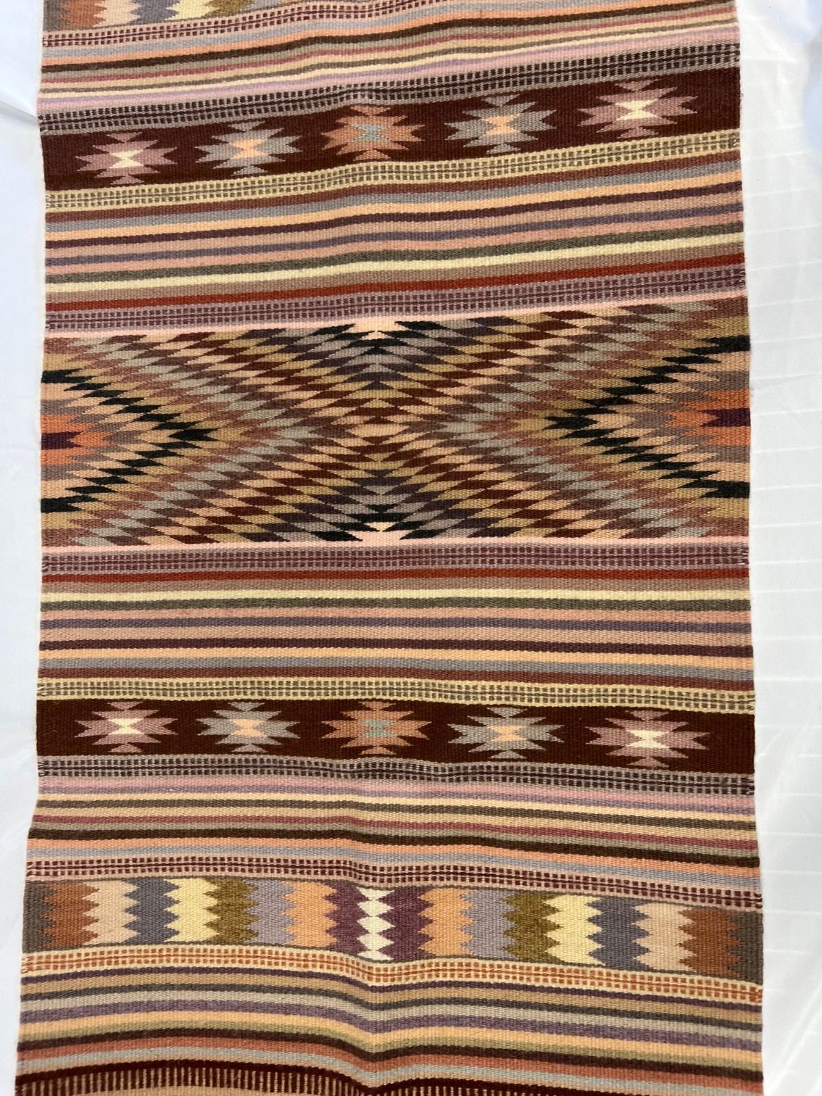 Navajo Hand Woven Rug 24X52 Authentic