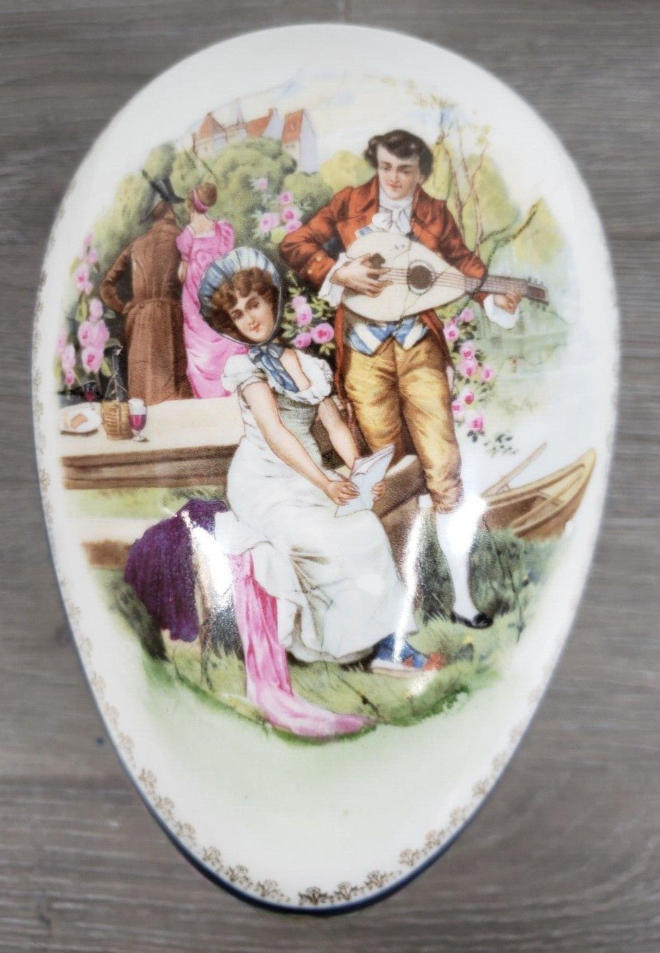 Galluba & Hofmann Porcelain EGG TRINKET BOWL BASE & LID VICTORIAN PRE-1937
