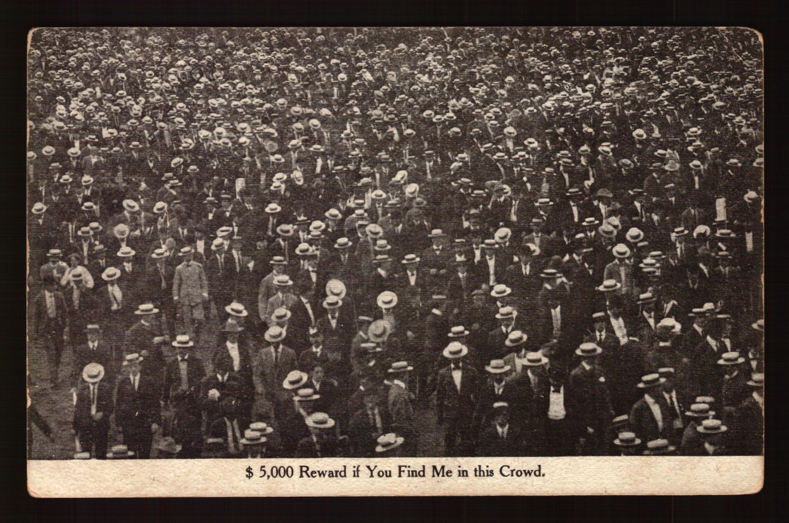 POSTCARD : VINTAGE GREETING - $5,000 REWARD TO FIND ME IN A CROWD 1908 DB