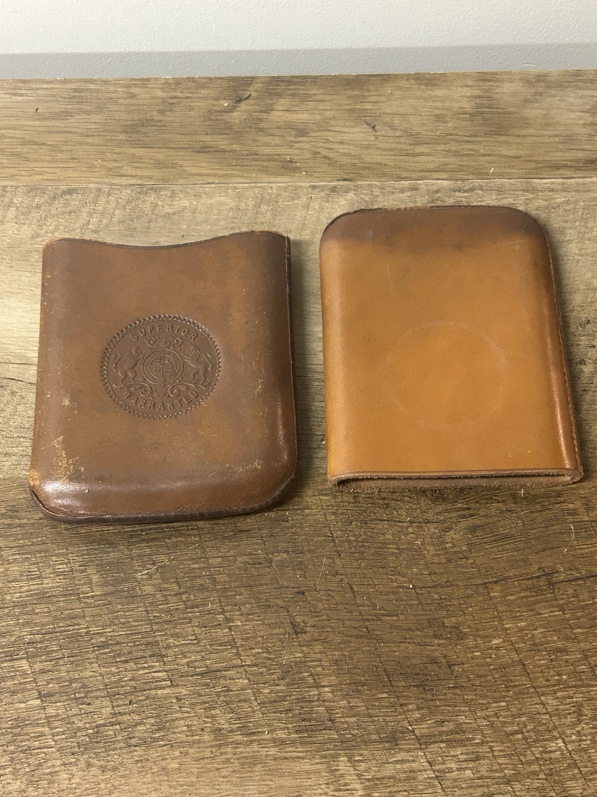 Antique Genuine Leather Cigar Case Superior Warranted 2 Piece