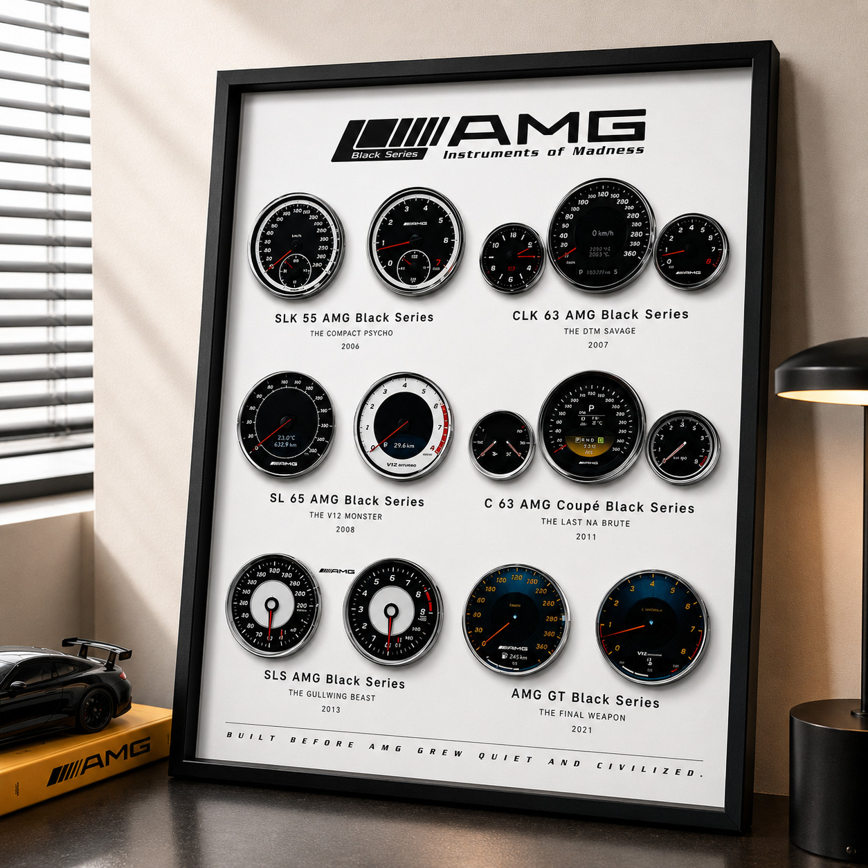 AMG Black Series Evolution Dashboard Gauge Wall Art Framed Display Mercedes AMG