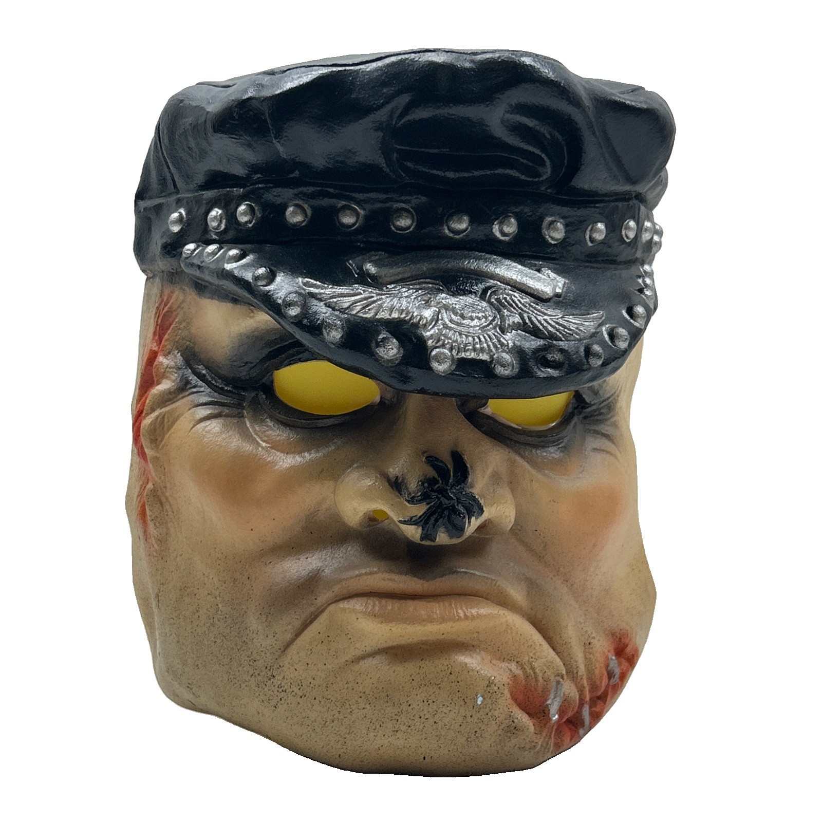Vintage 1984 Cesar Rubber Halloween Face Mask Biker Cap Adult Costume Rare