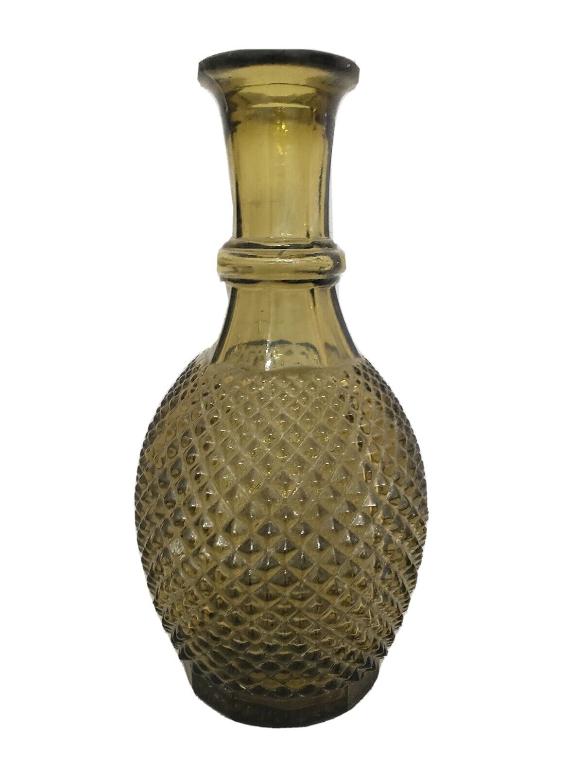 Vintage Green Ornate Bud Vase Diamond Design