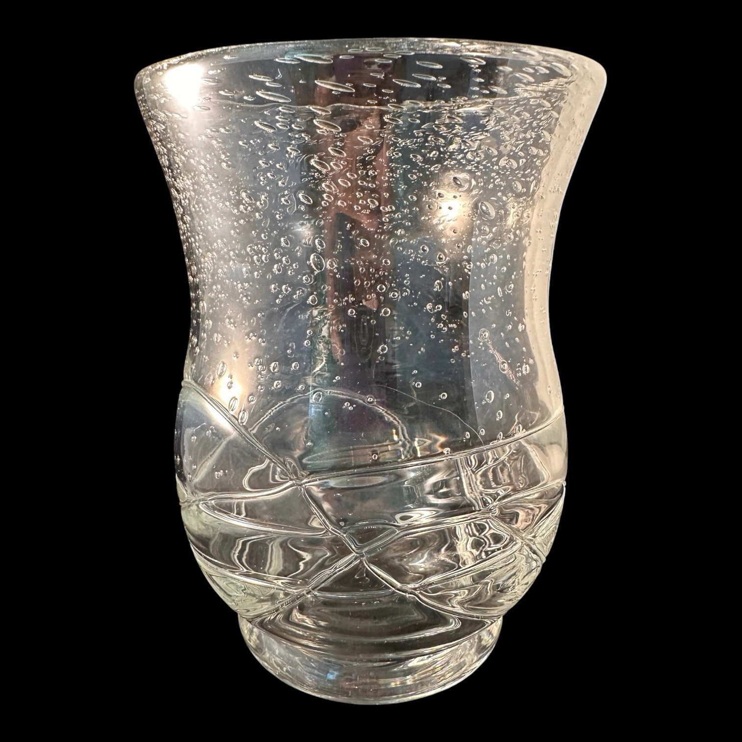 Hand Blown Iridescent Glass Vase Artist Created Design 7.25” Tall X 5” Diameter Hand Blown Iridescent Glass Vase Artist Created Design 7.25” Tall X 5” Diameter