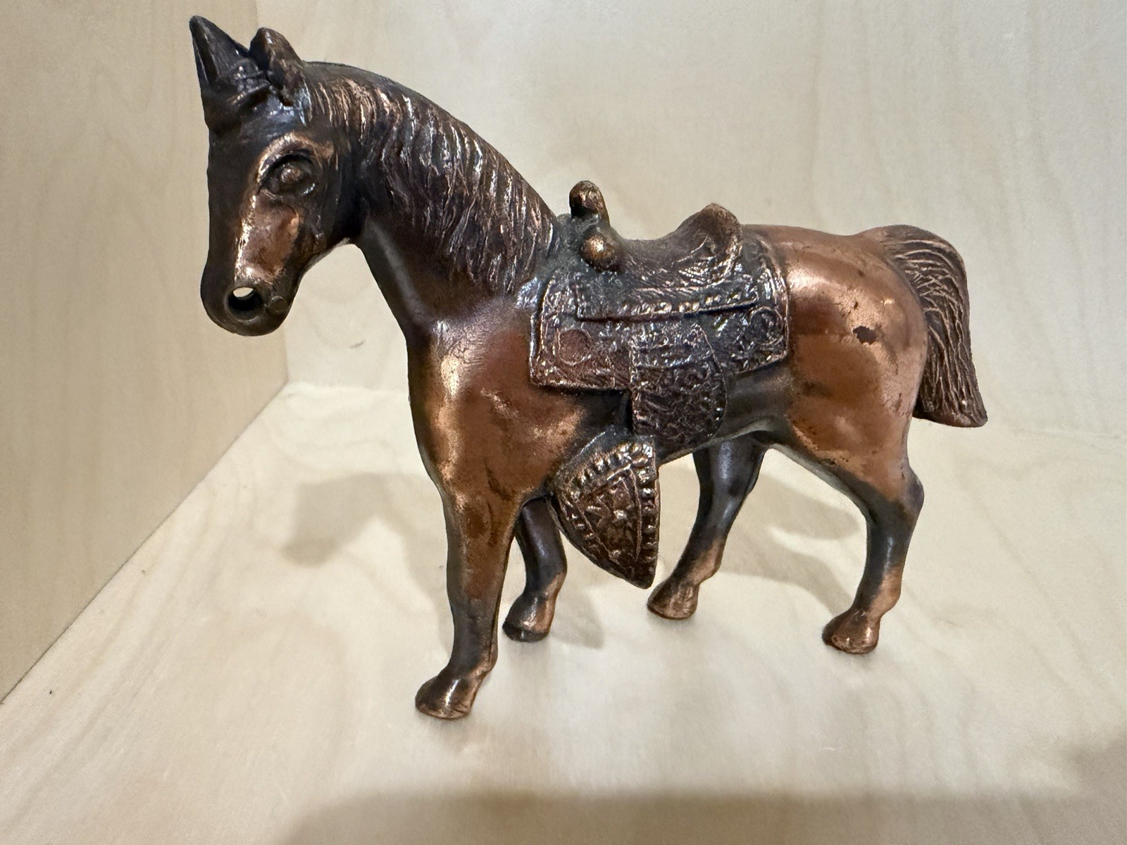 Vintage Pot Metal Copper Pltd Carnival Prize Horse 4\