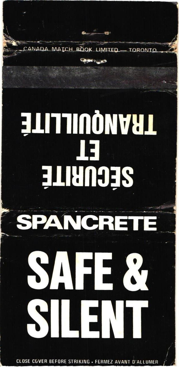 Spancrete Canada Vintage Matchbook Cover 1970s