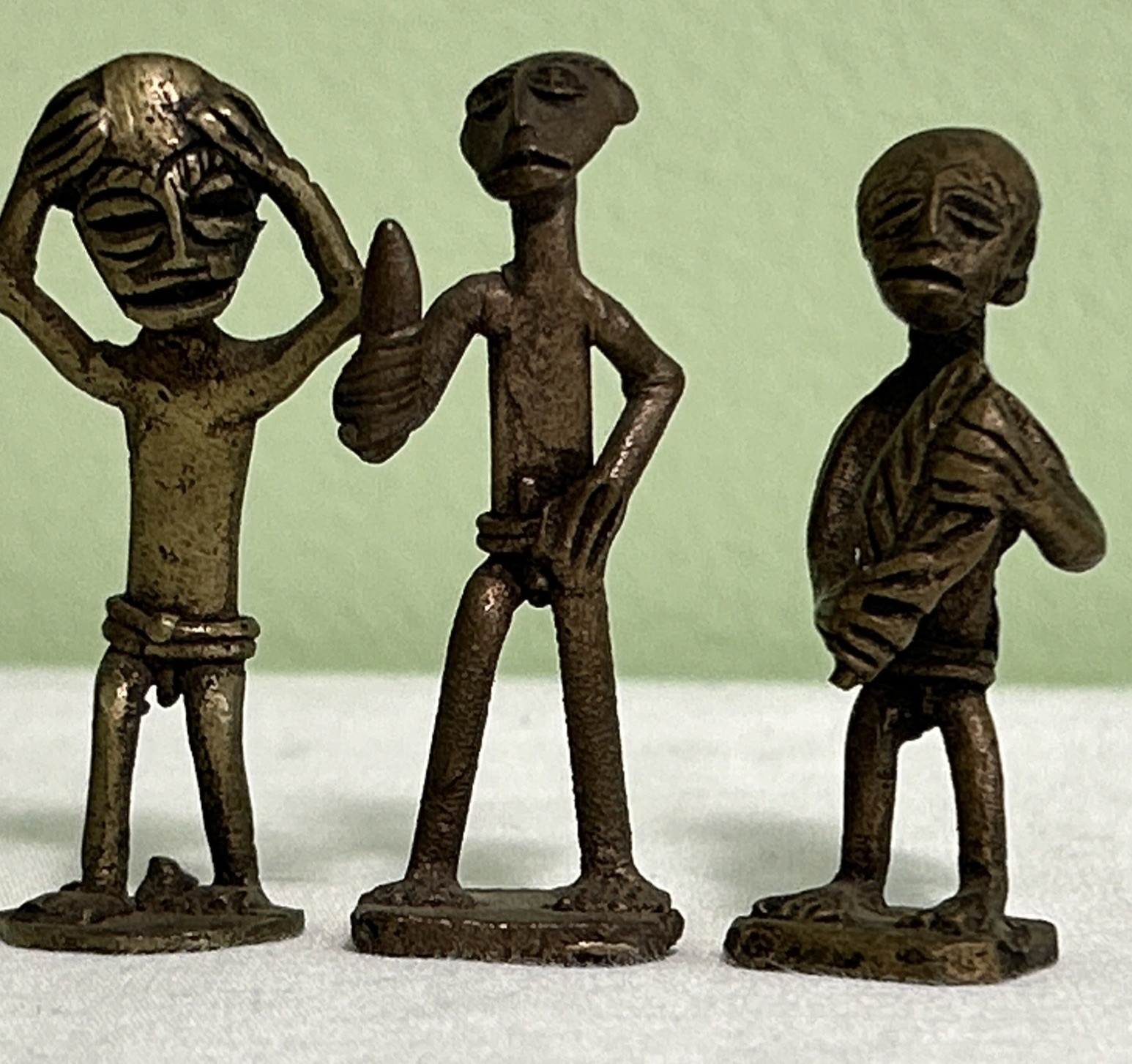 3 Vintage/Antique Ashanti Akan Gold Weight Brass Ghana African Tribal Figurine 3 Vintage/Antique Ashanti Akan Gold Weight Brass Ghana African Tribal Figurine
