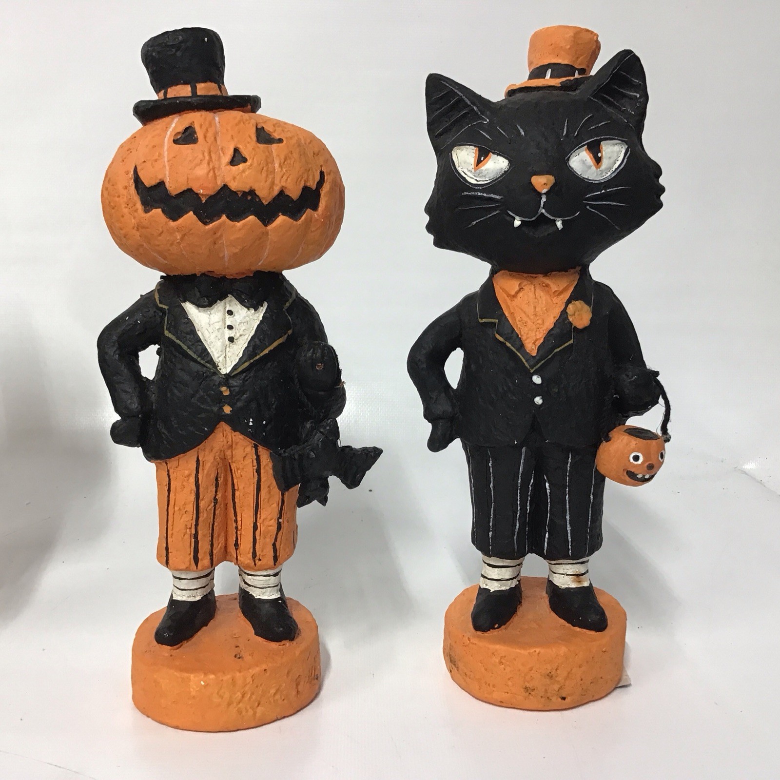 Lot Of 2 Ashland Brand Halloween Tabletop Black Cat & Jack-O-Lantern