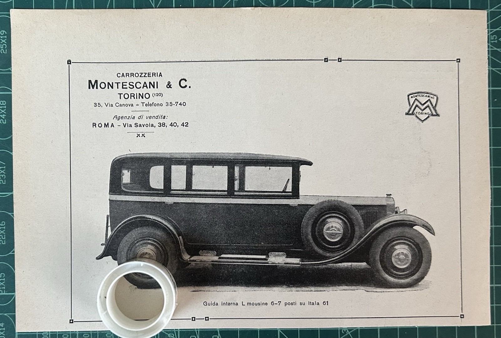 Rare Limousine Advertising on Italy 61 MONTESCANI Bodywork 1928