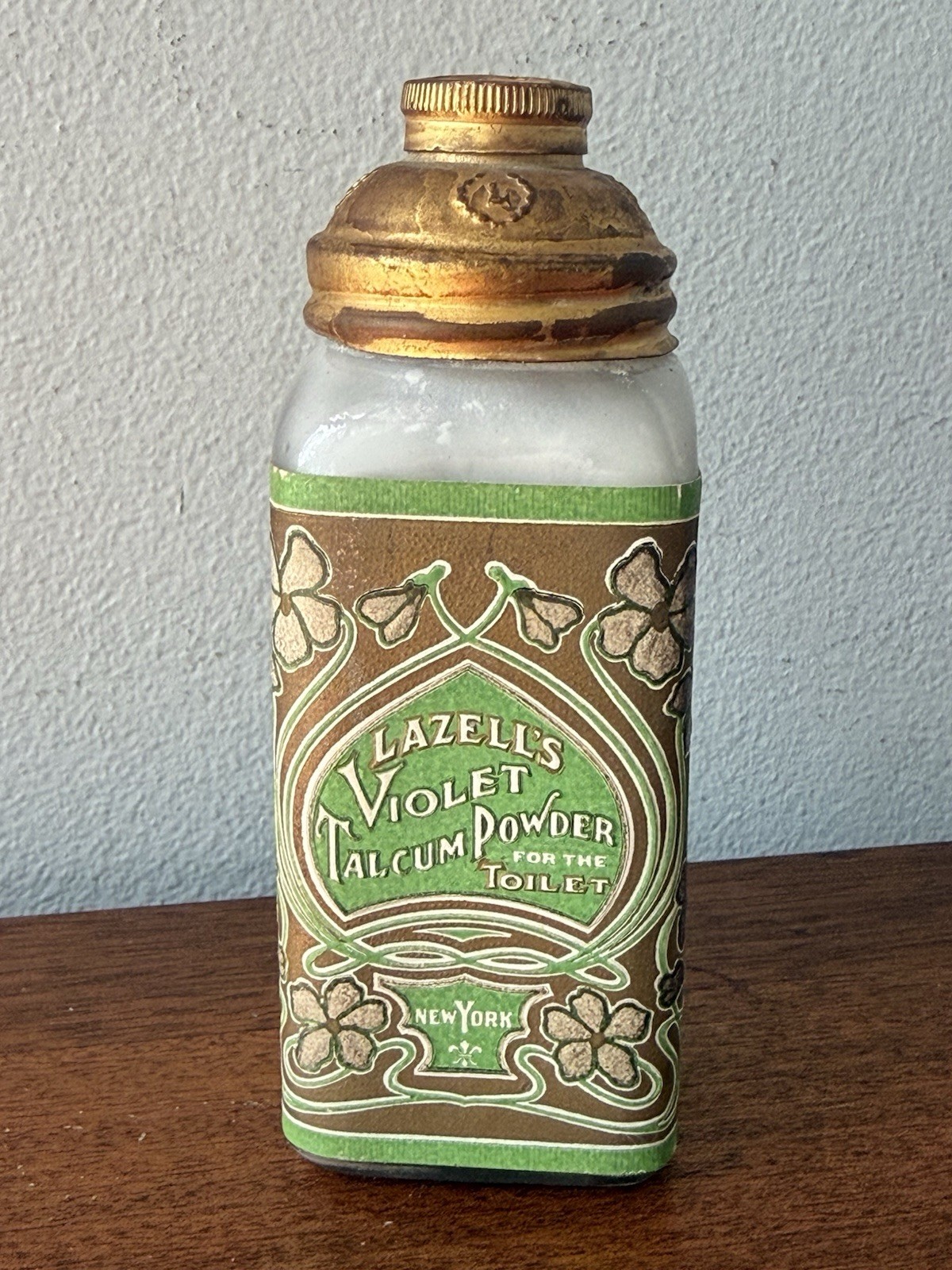 Antique Talcum Powder Talcum Embossed Bottle Lazell’s Clean And Full