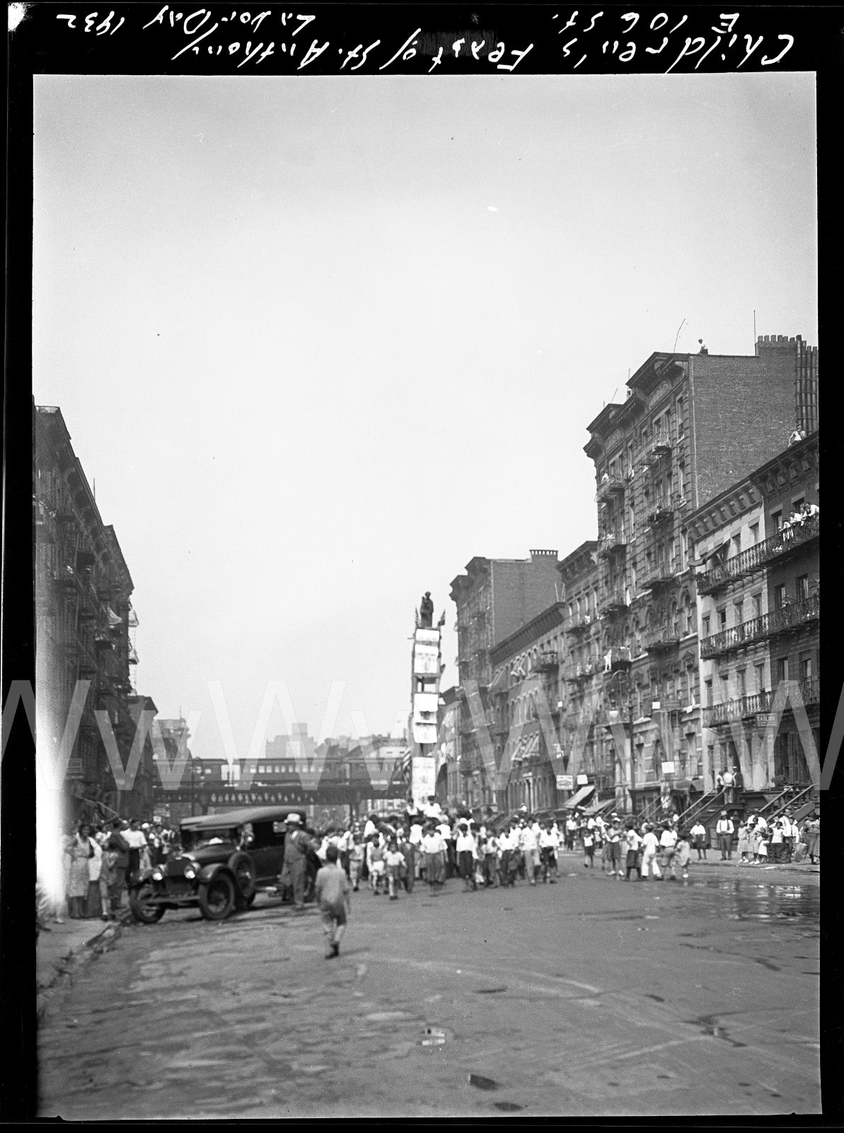 1932 Children\'s Feast St Anthony Parade E 106th Manhattan NYC Old Photo Negative