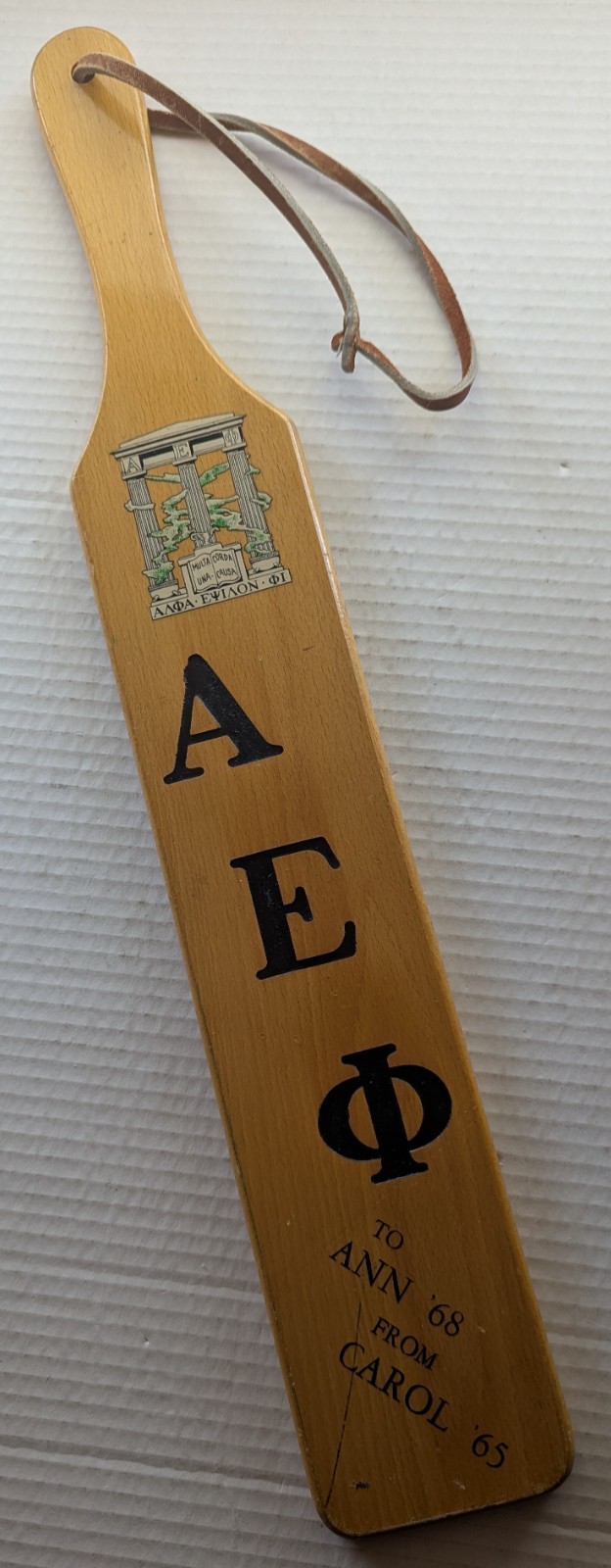 1960\'s Alpha Epsilon Phi AEΦ Sorority Paddle University of Texas