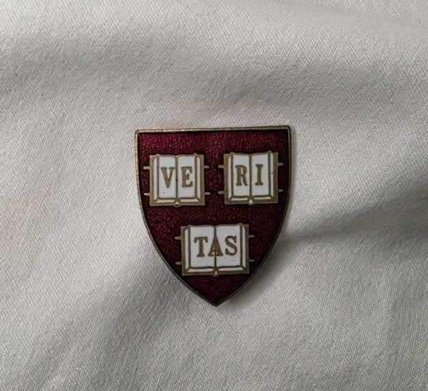Vintage Harvard University Veritas Shield Lapel Pin NS Meyer New York