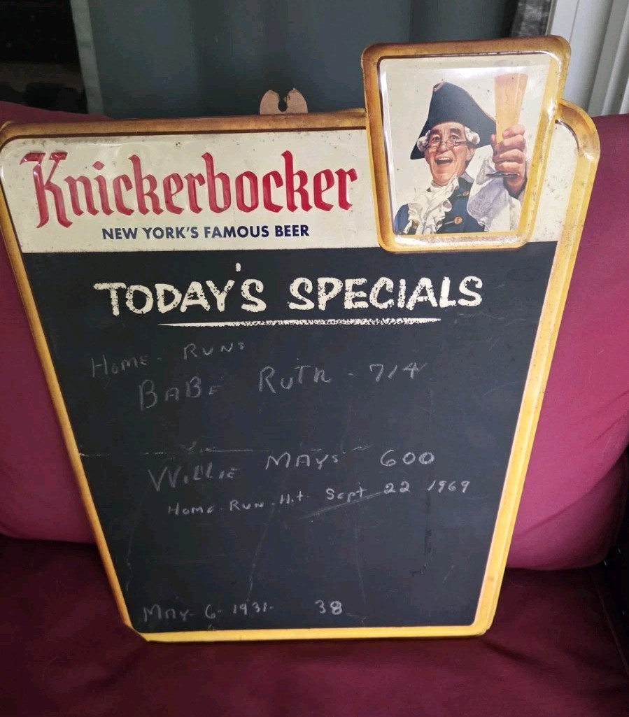 1955 Knickerbocker Beer Chalk Board Metal Sign 