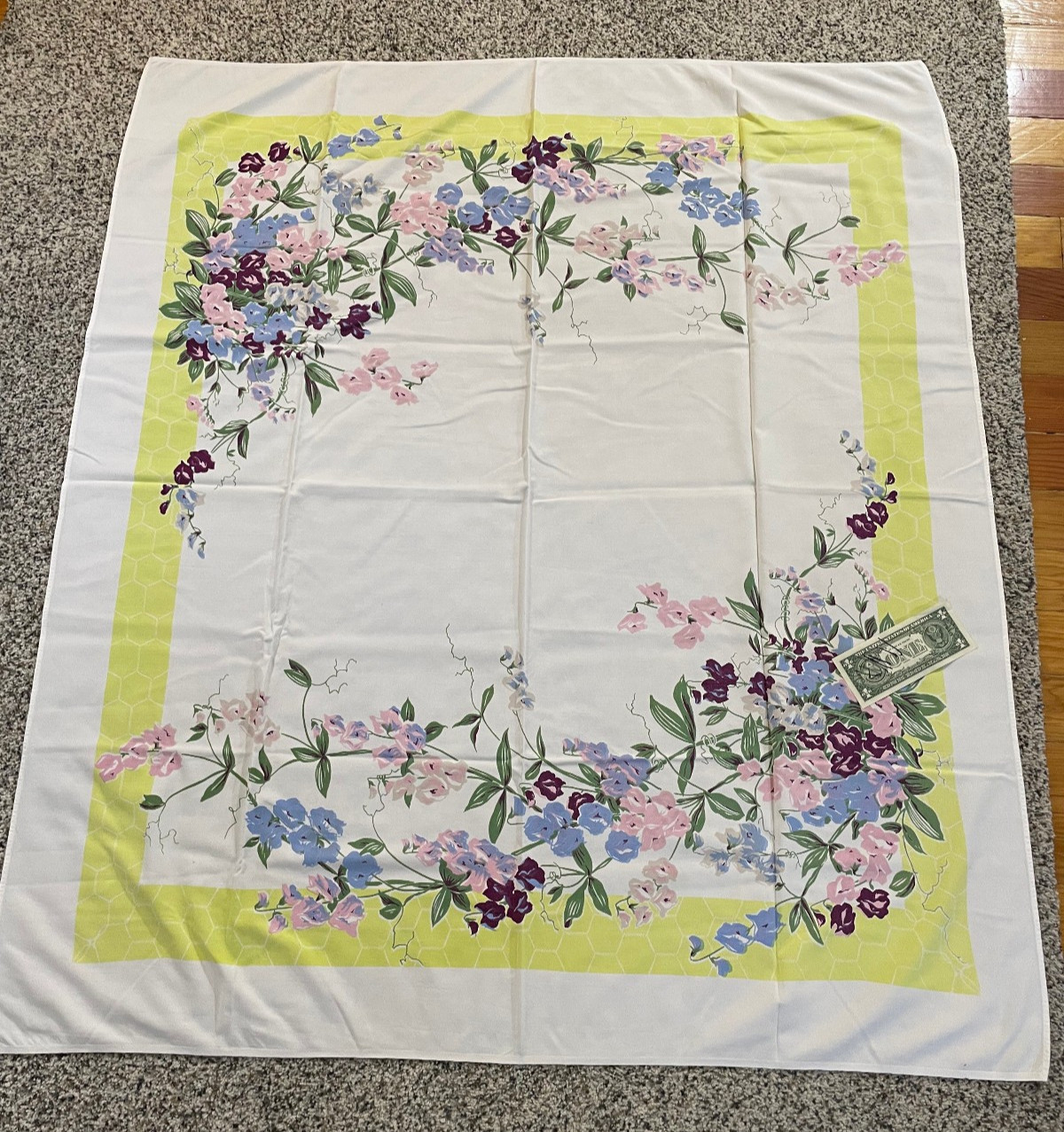 Vintage 1940s/50s cotton tablecloth Floral pattern  ~51\