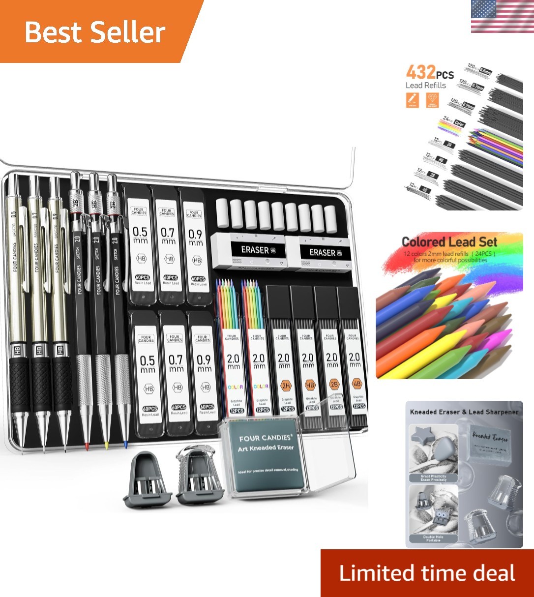 Complete 25PCS Mechanical Pencil Set for Artists - Ergonomic & Versatile