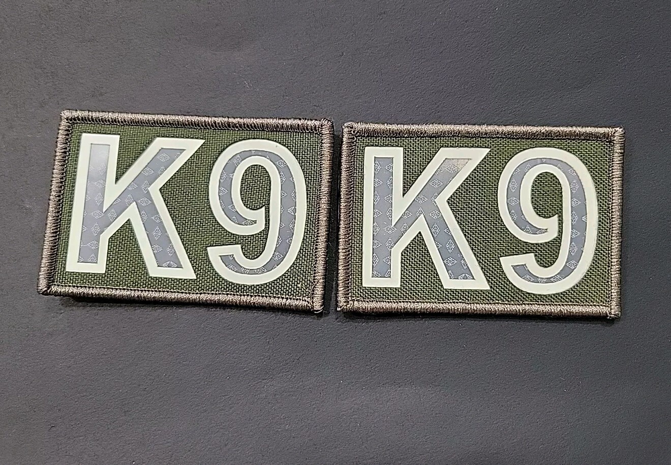 K9 IR White Light Reflective Glow in the Dark OD Green 2x3 Unit Patch 2 Pack